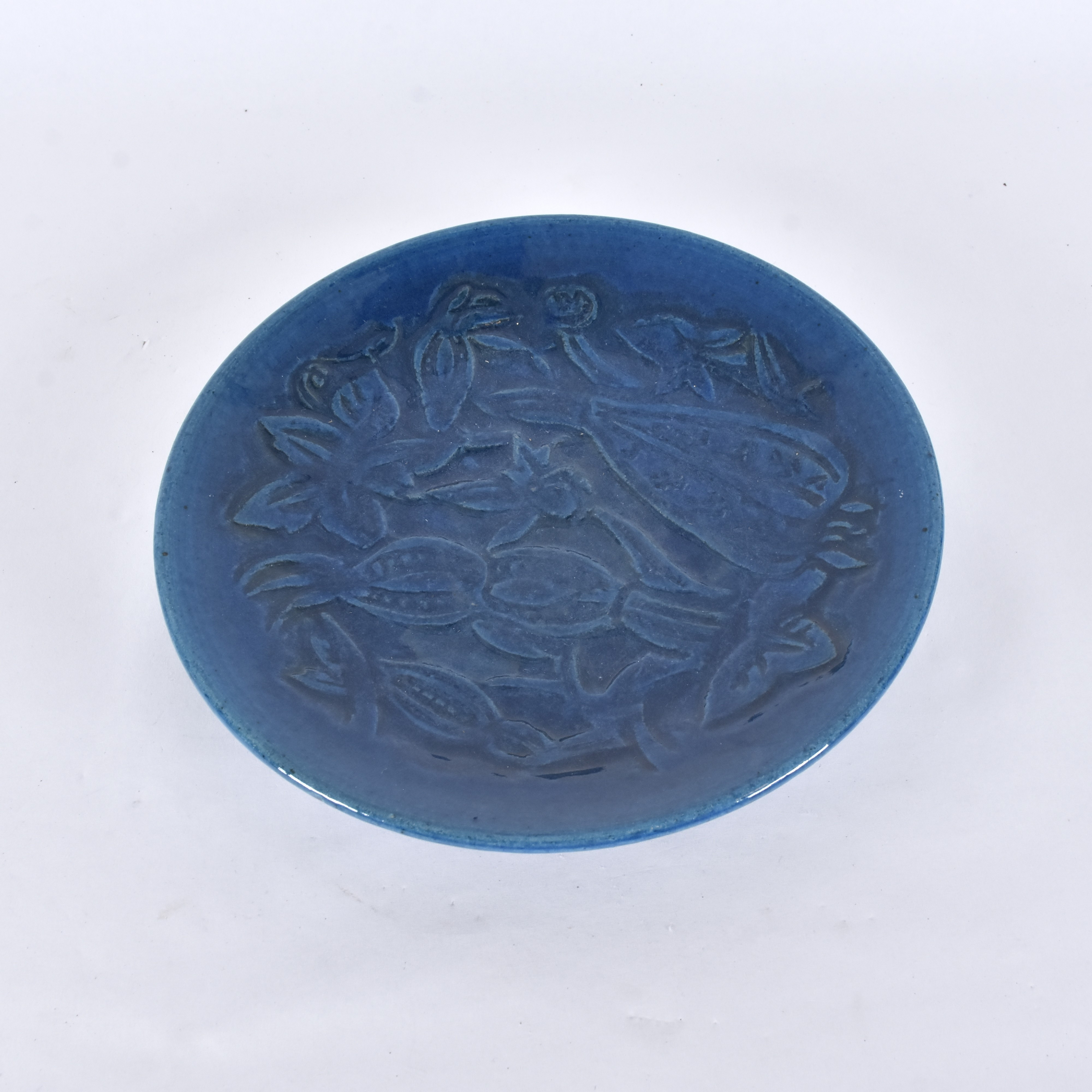 CATHINKA OLSEN. SKÅLFAT, blåglaserat stengods, unikat.