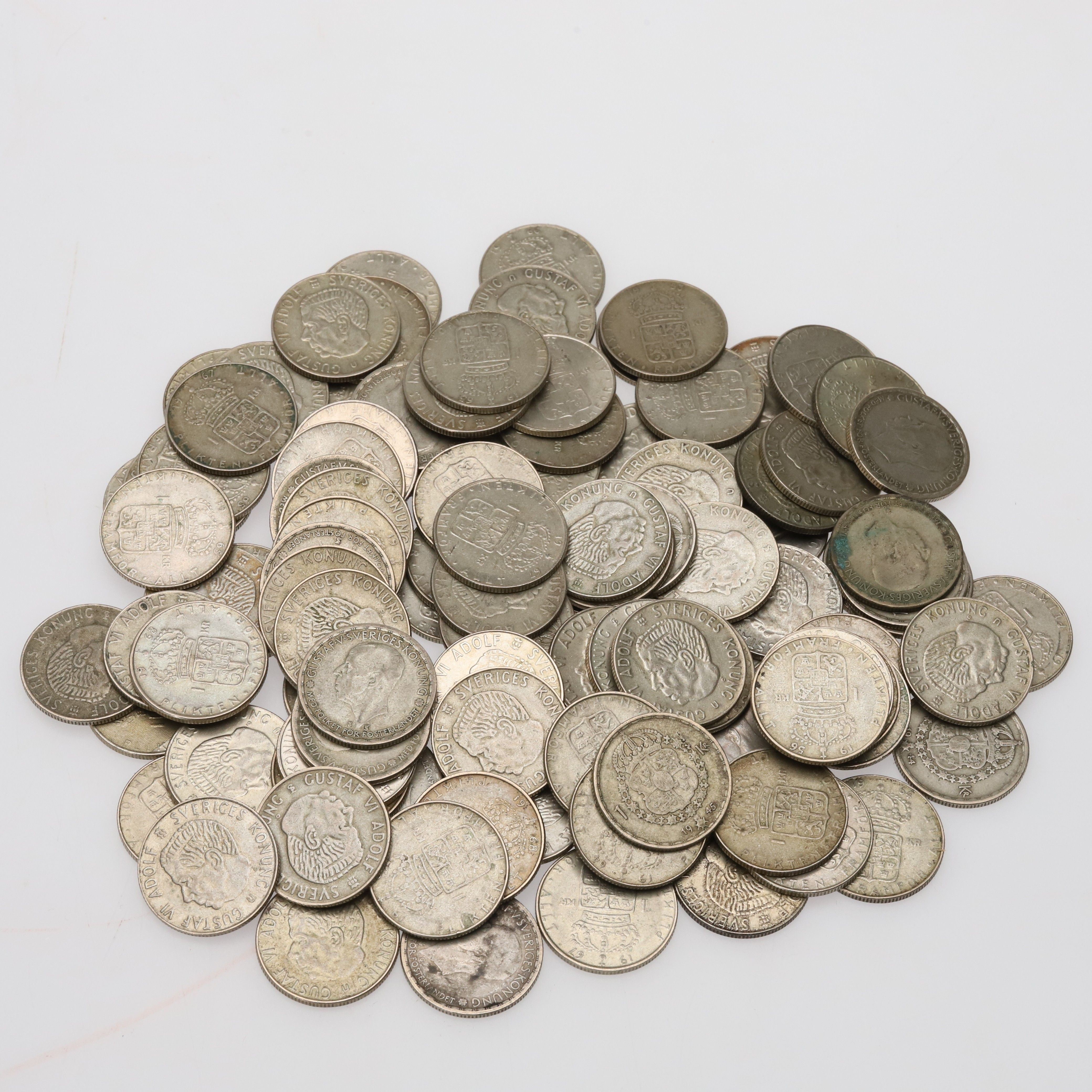 MYNT, silver 0.400 fåtal 0.800, tidigt 1900-tal till 1968, 879 gram.