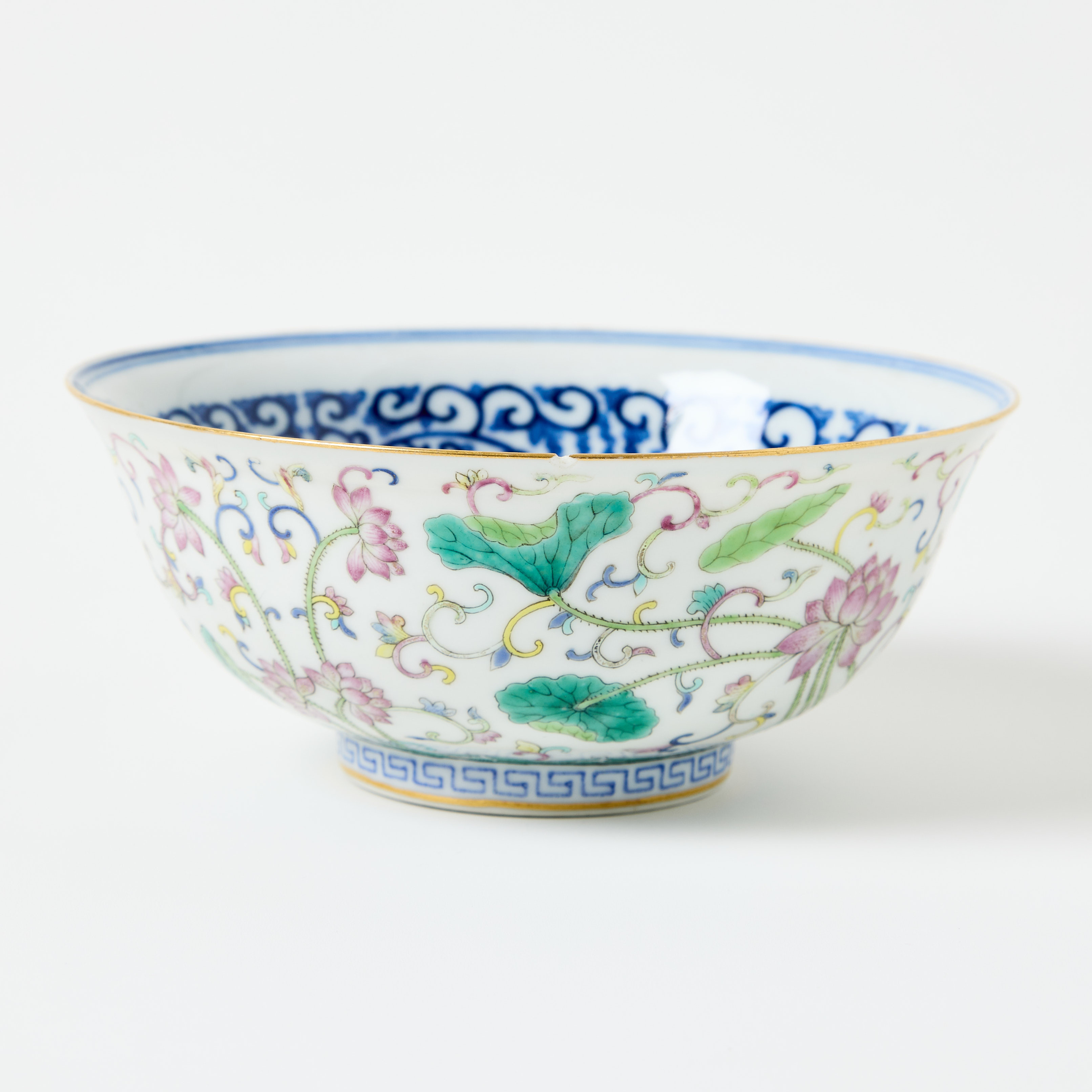 A Chinese Famille Rose and Blue and White 'Lotus' Bowl.