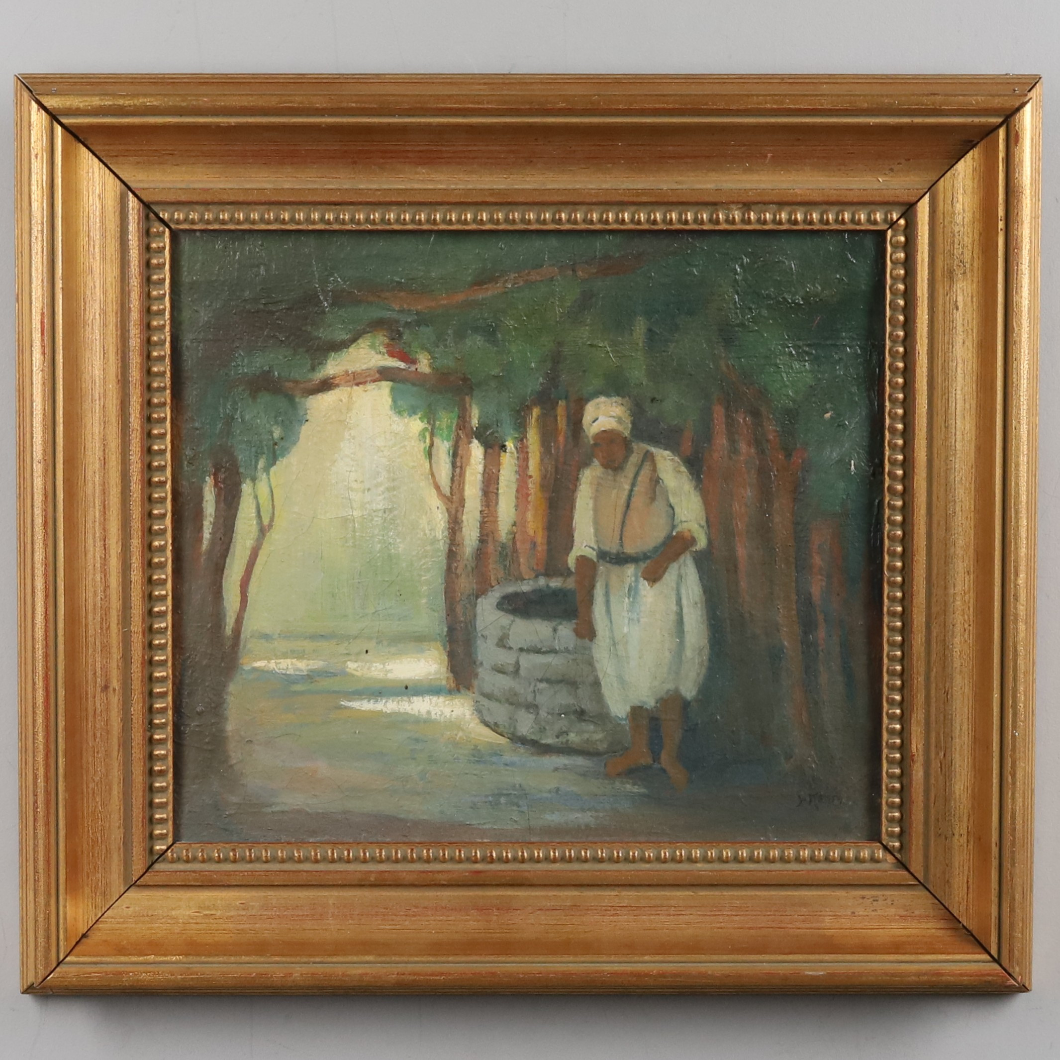 SVANTE KEDE (1877-1955). Olja på duk, "Man vid brunn", signerad.
