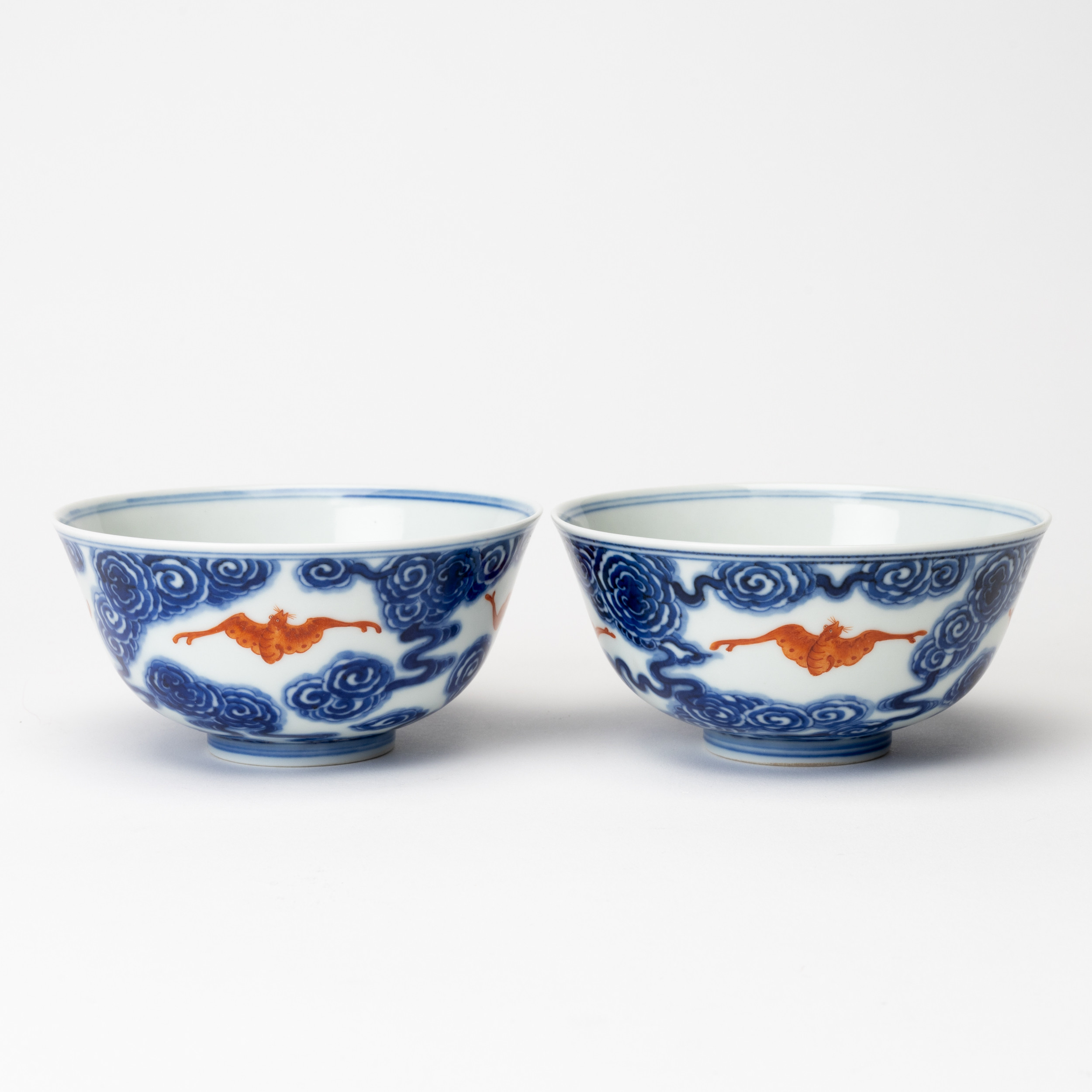 SKÅLAR, ett par, Bär Xuantong sex-karaktärsmärke, 1900-tal.