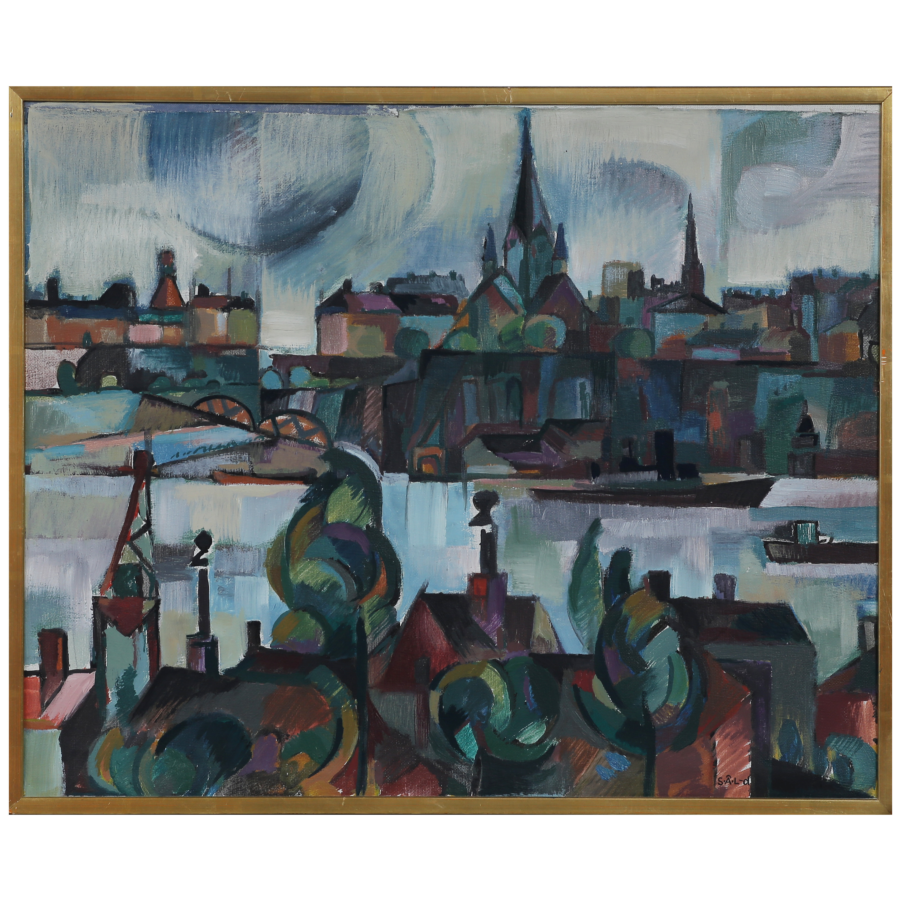 STIG-ÅKE LUND, OLJA PÅ DUK "SÖDERS HÖJDER" SIGNERAD.