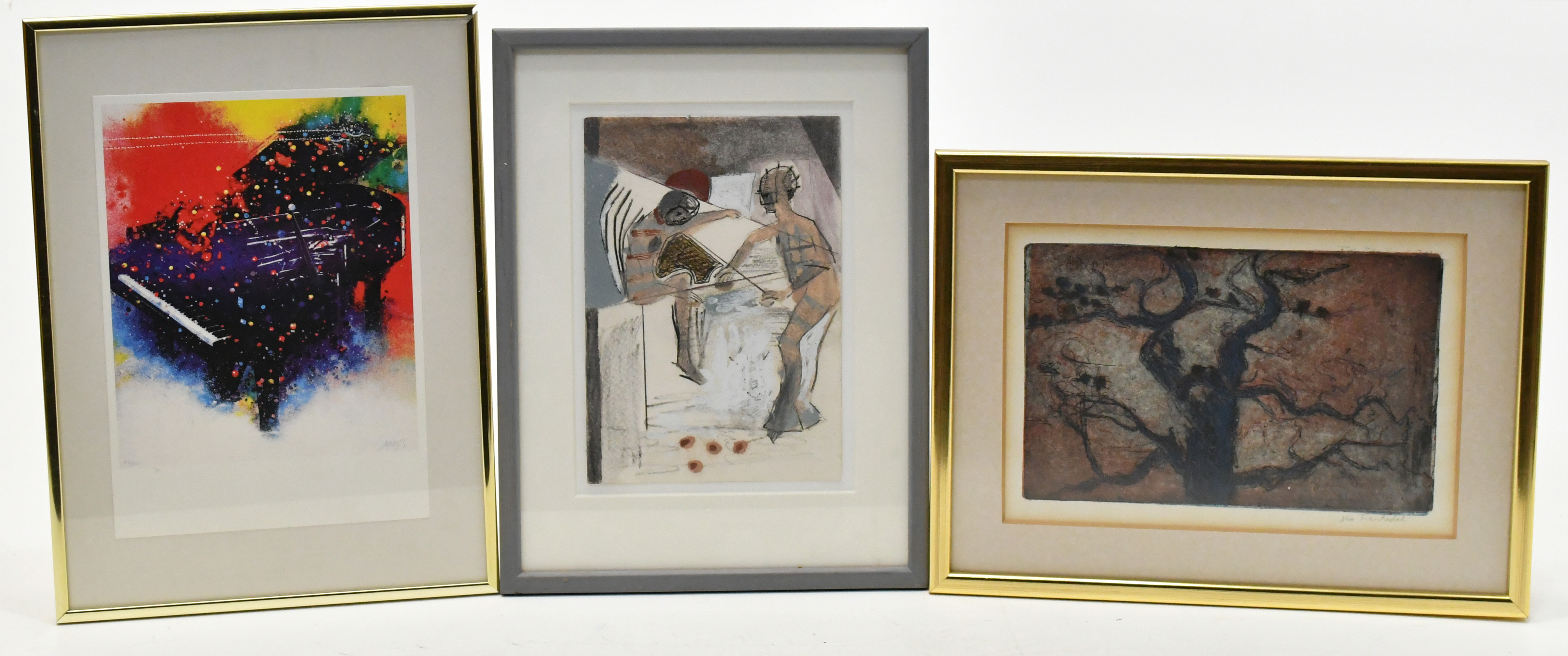 MIA FRANKEDAL / ARDY STRÜWER. Blandad konst. 3st tavlor. Blandteknik.