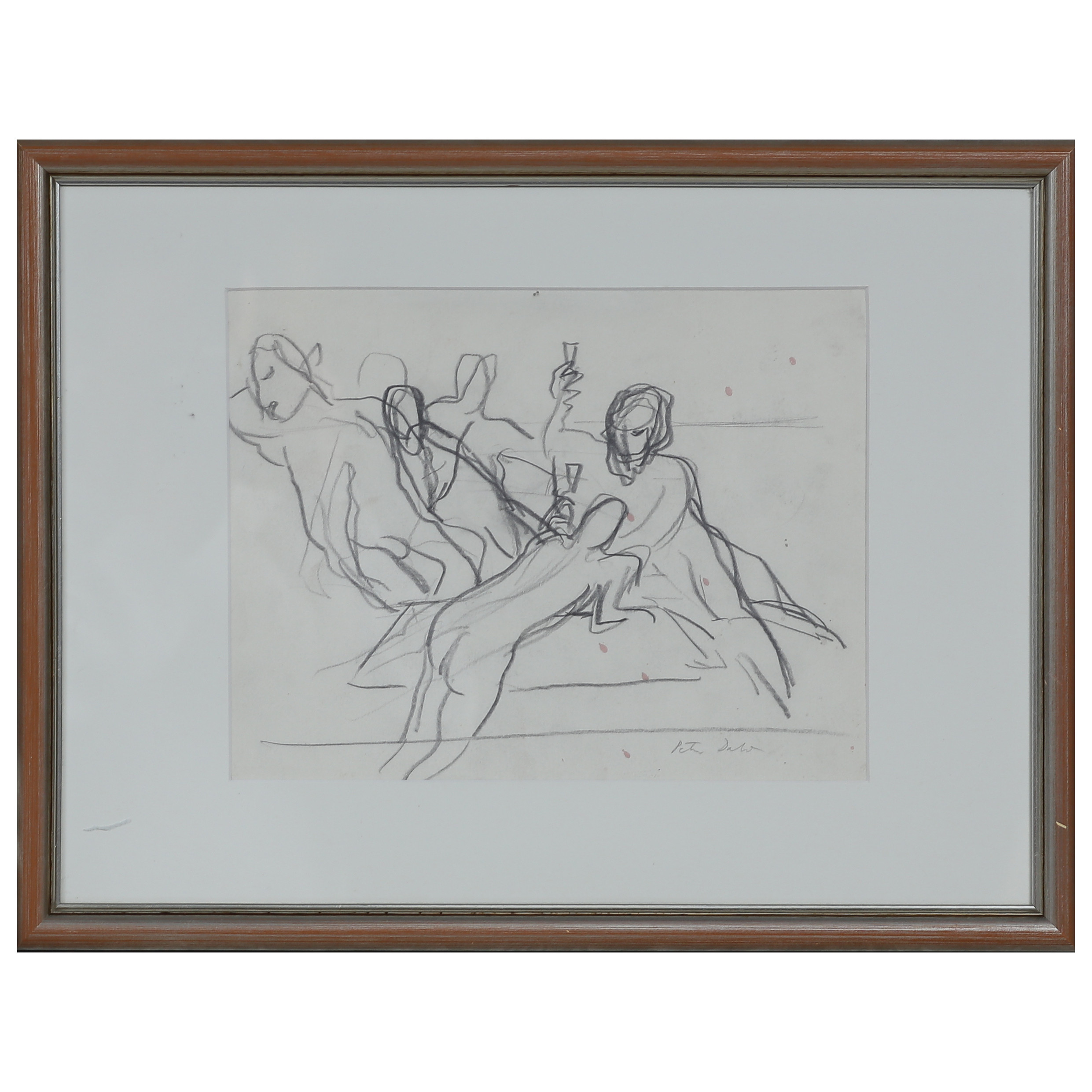 PETER DAHL. SKISS TILL LITOGRAFI "FYLLEFESTEN" SIGNERAD.