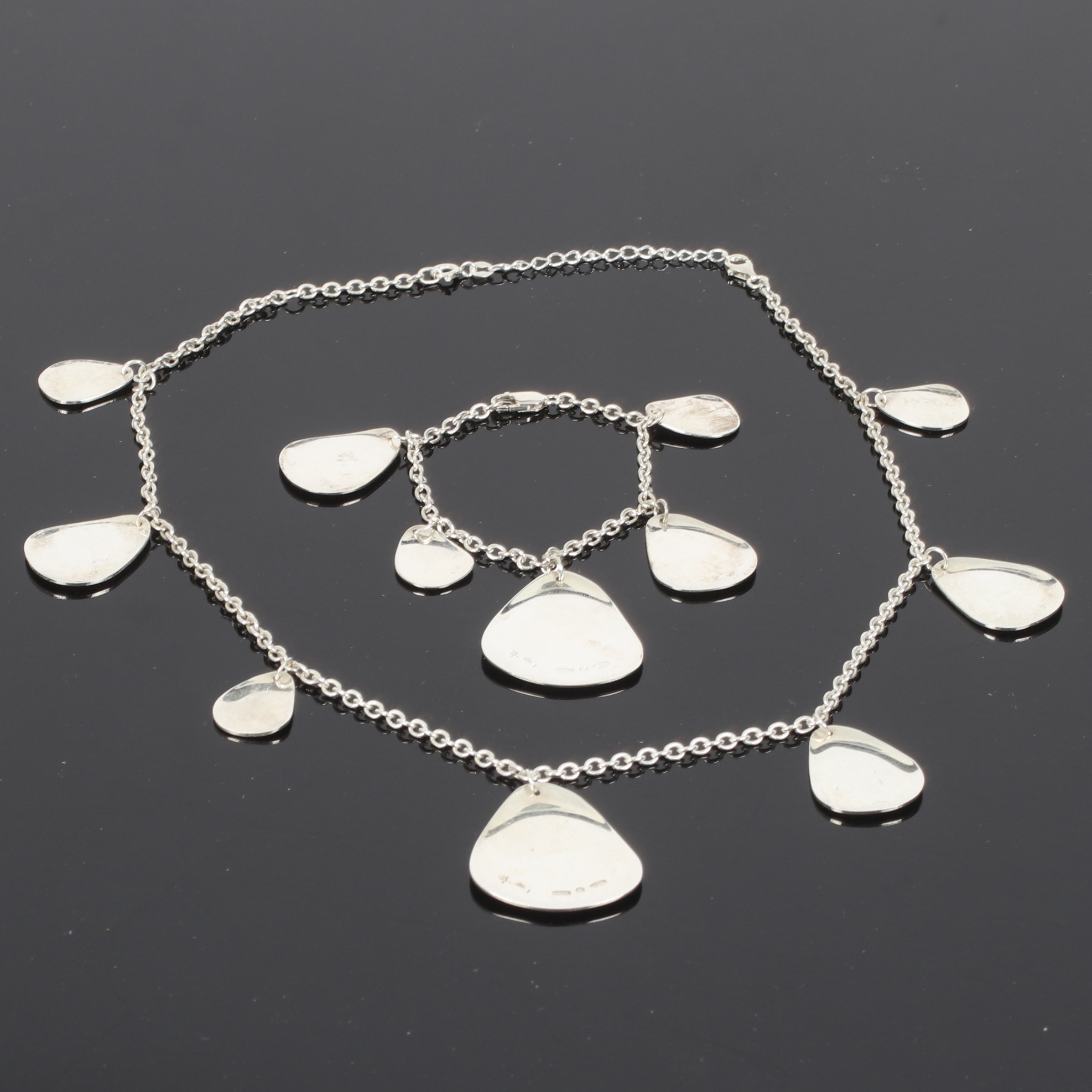 EFVA ATTLING. Collier och armband, set, sterlingsilver, "Rose Petal Fall", Stockholm, 2000-tal.