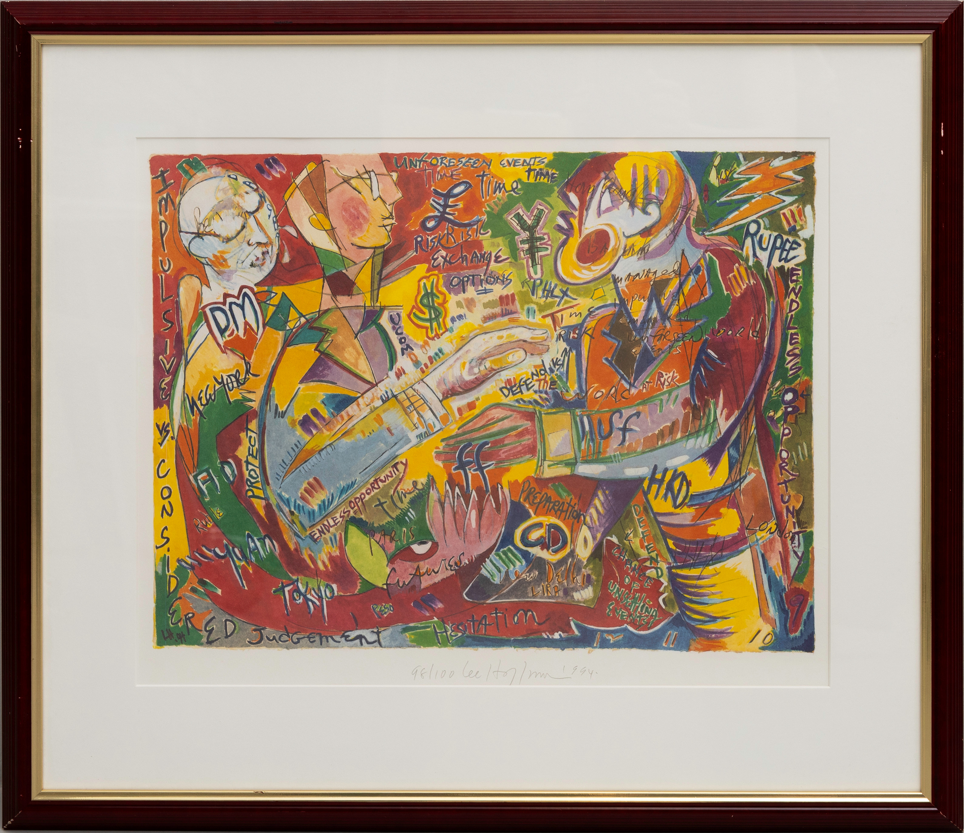 LEE HOFFMAN (USA, 1942–2014). Komposition, färglitografi, signerad, numrerad 98/100, daterad 1994.