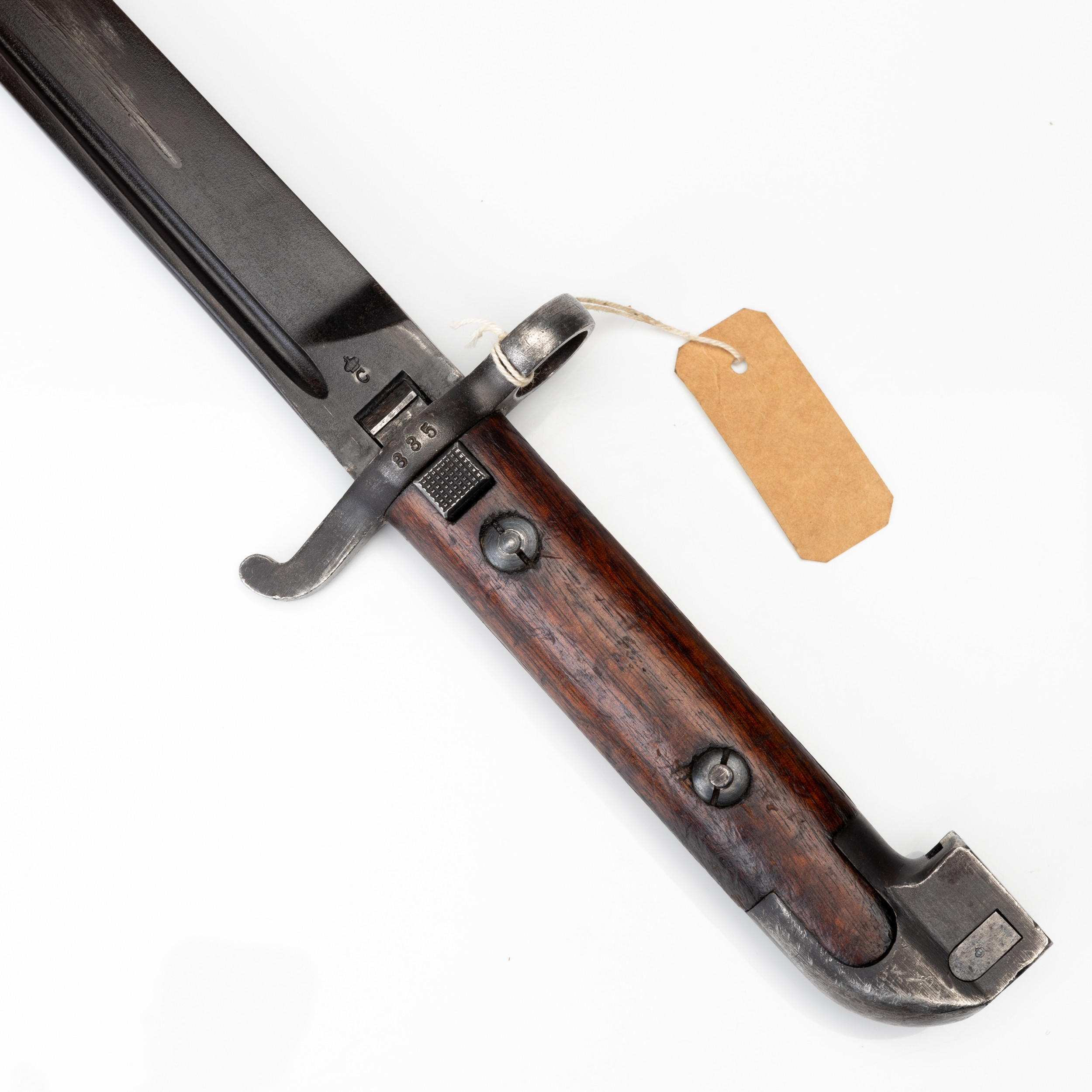 BAJONETT, med stålbalja och läder, Sverige, m/1915-52, flottan.