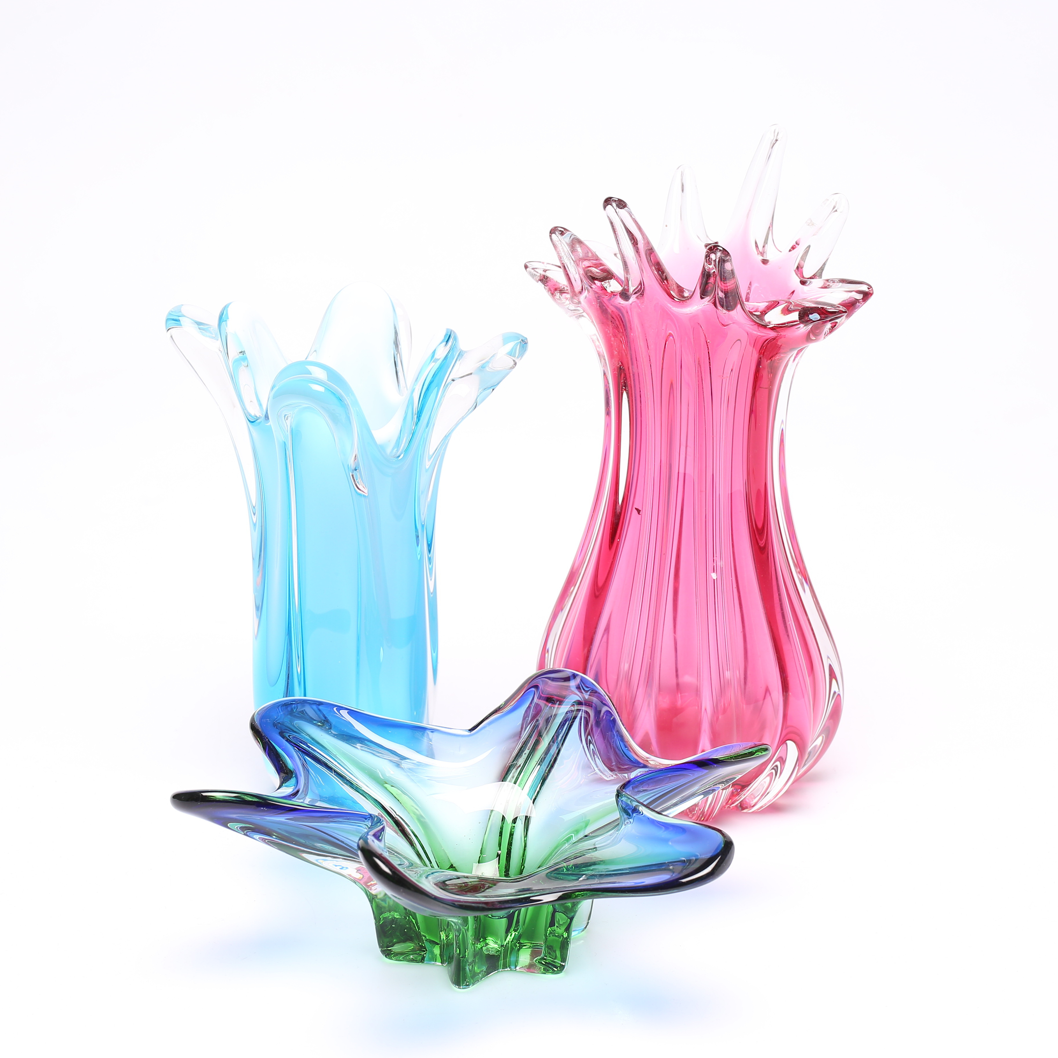 VASER samt SKÅL, 3 delar, glas, bl.a. Chribska.