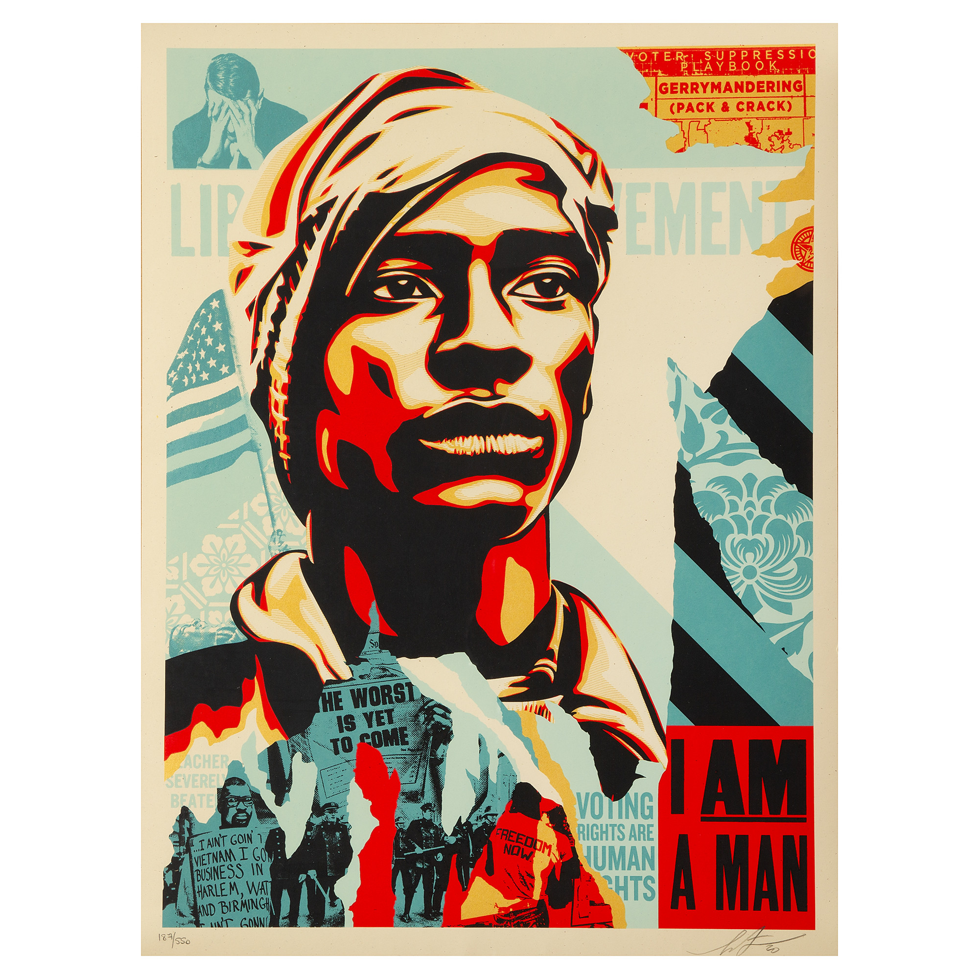 SHEPARD OBEY FAIRY. "I am a man", serigrafi, signerad och numrerad 187/550.