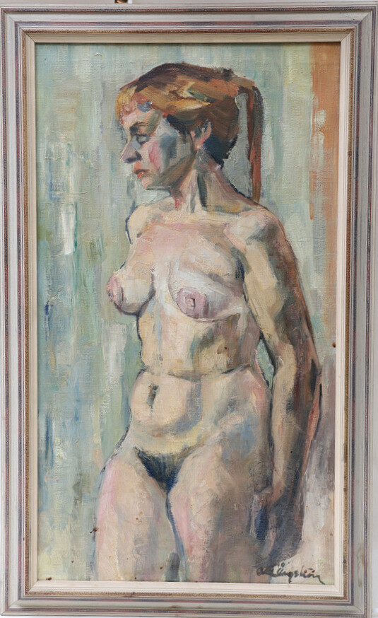 OKÄND KONSTNÄR. Naken kvinna, olja på duk, signerad Alm ångström.