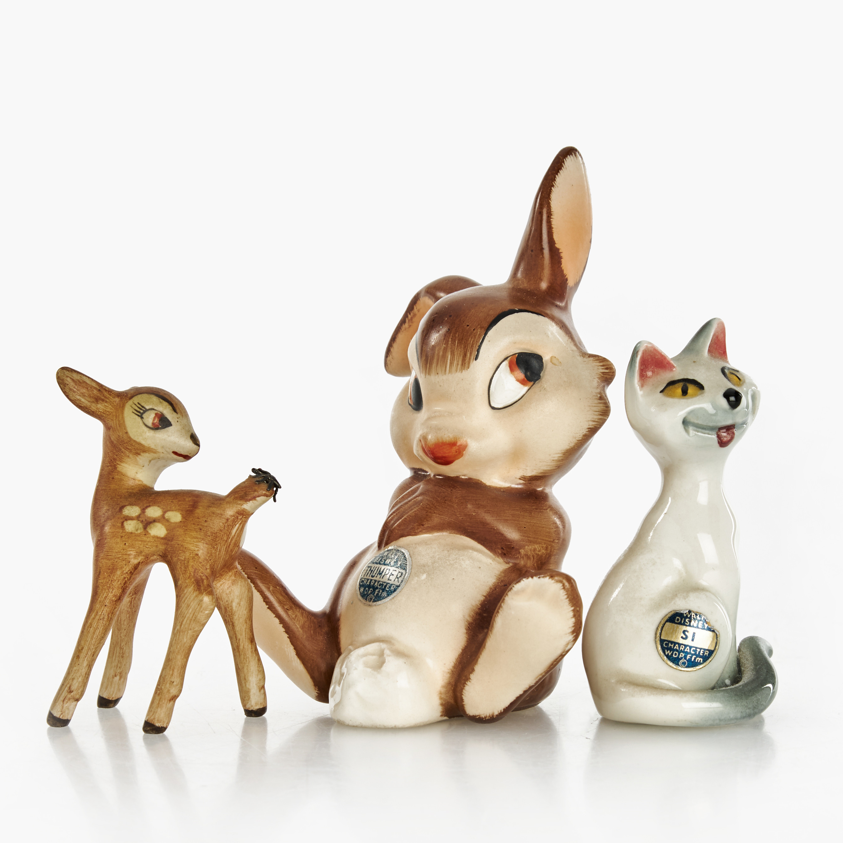 GOEBEL, Disneyfigurer, 3 st, "Bambi", "Thumper" och "Si", keramik, Tyskland, 1900-tal.