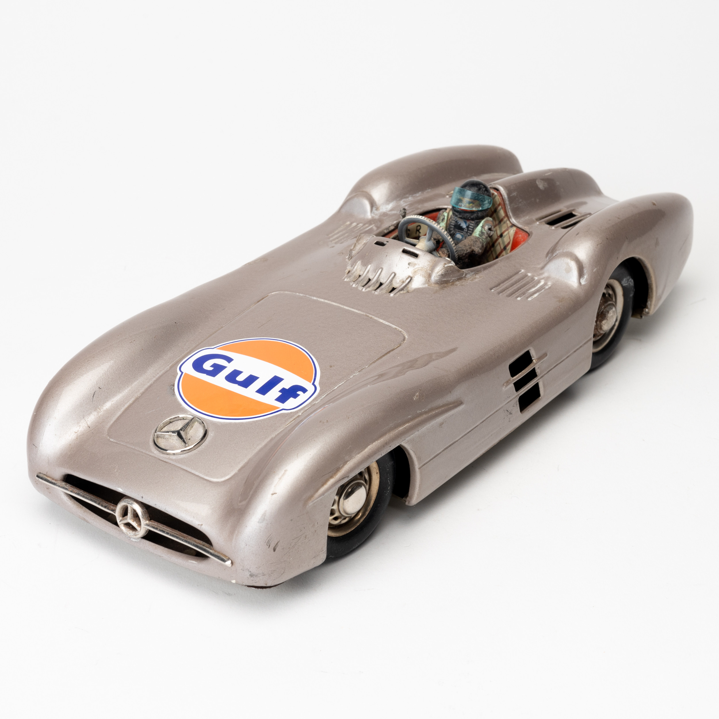 JNF Electric Silver Arrow Mercedes, racerbil, rattstyrning, batteri, Western Germany 1950-tal.