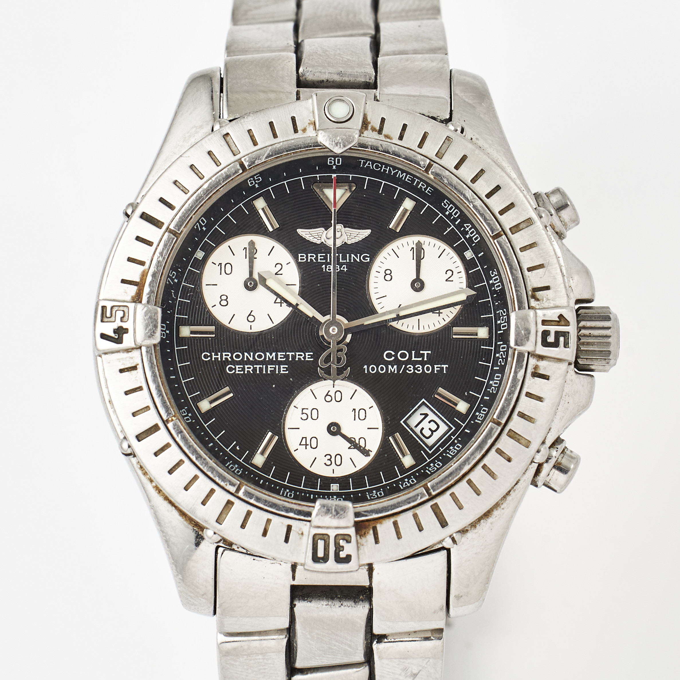BREITLING, Chrono Colt (100M/330FT), Chronometre, armbandsur, 38 mm, stål, certifikat, oktober 2005.