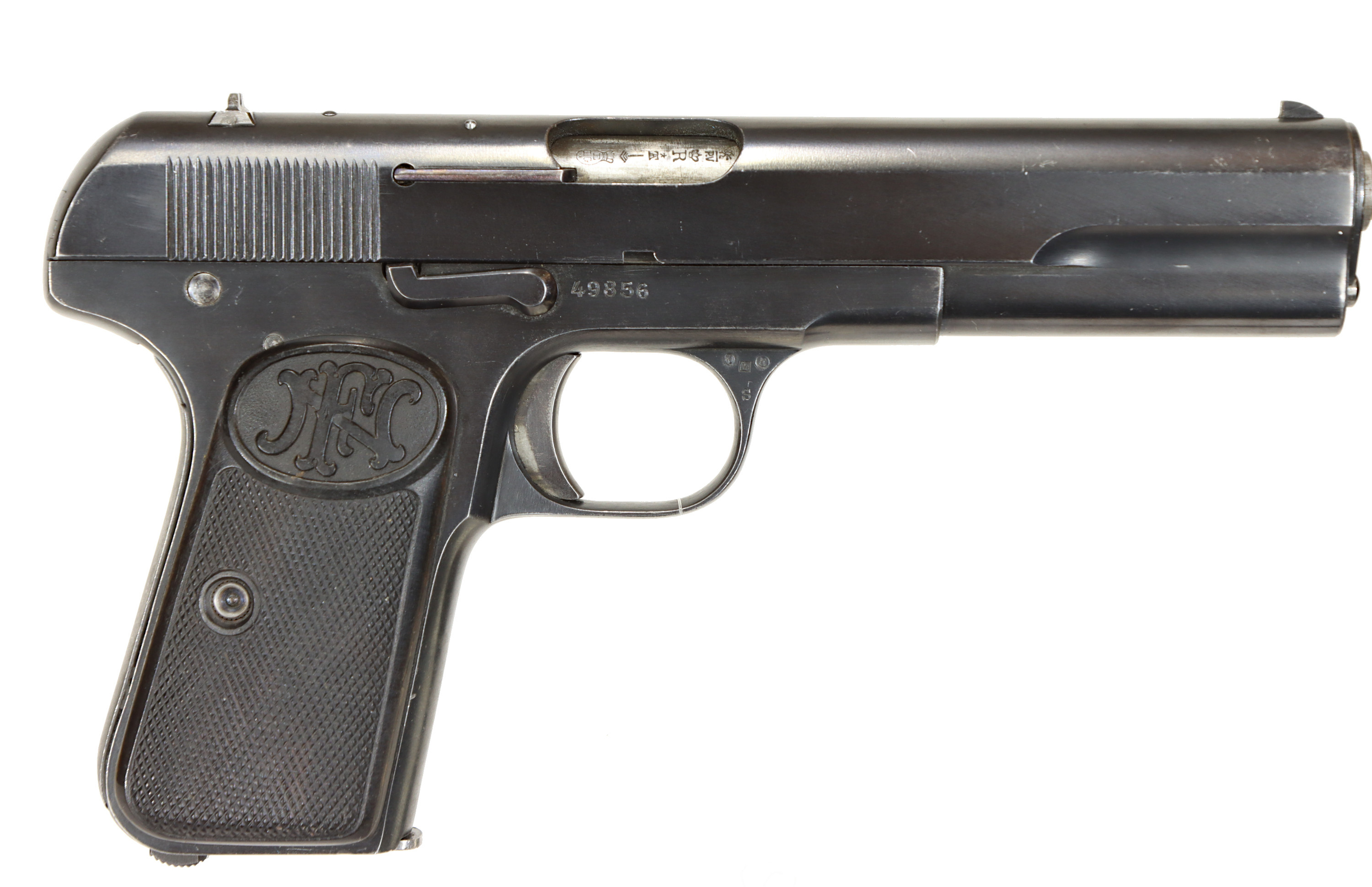 PISTOL, fabrikat FN, modell 1907, kaliber 9x20, tillv.nr 49856, se-nr SE0137592.