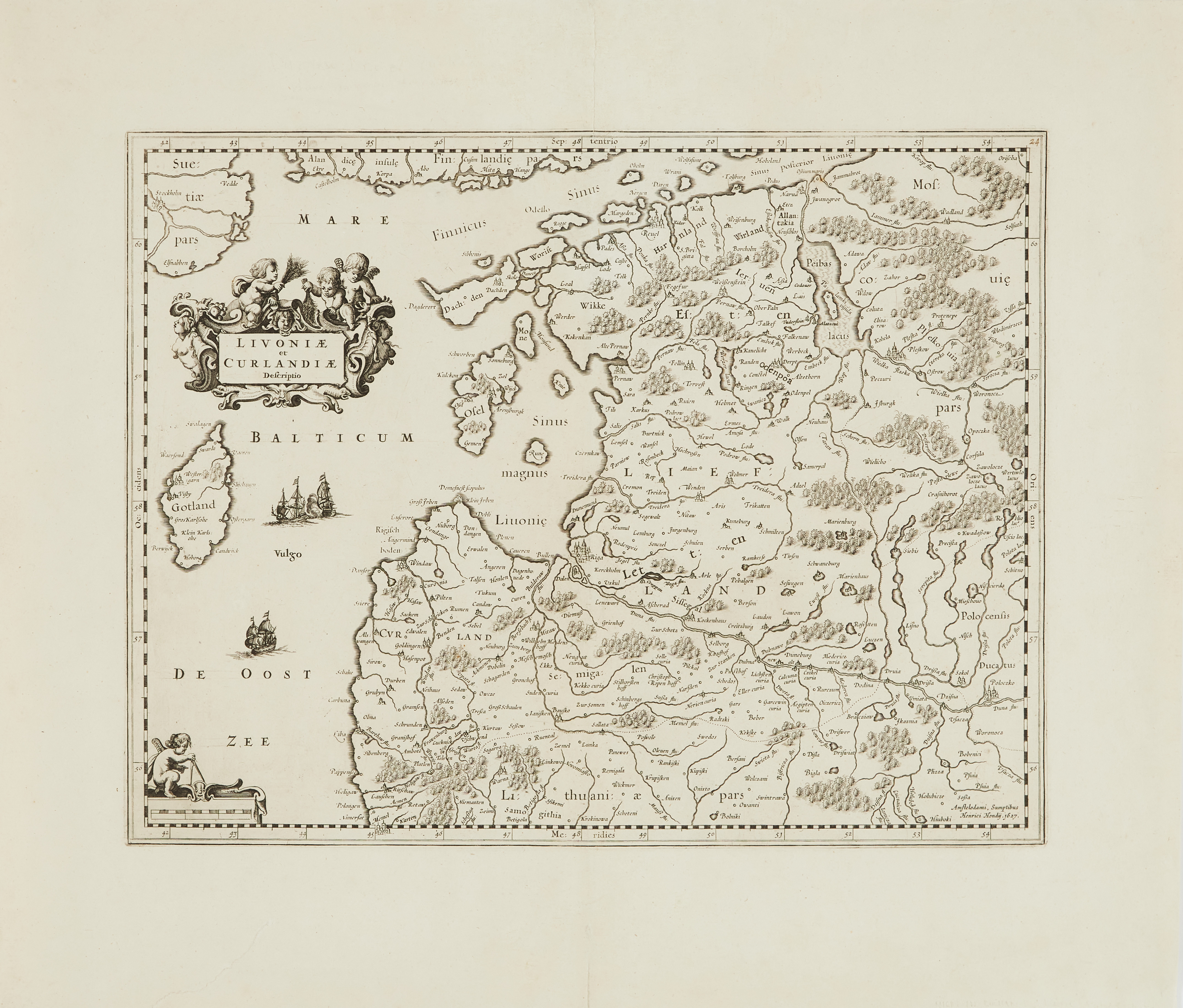MERCATOR'S MAP OF LIVONIAE IN A UNIQUE THIRD STATE, Livoniae et curlandiae descriptio.