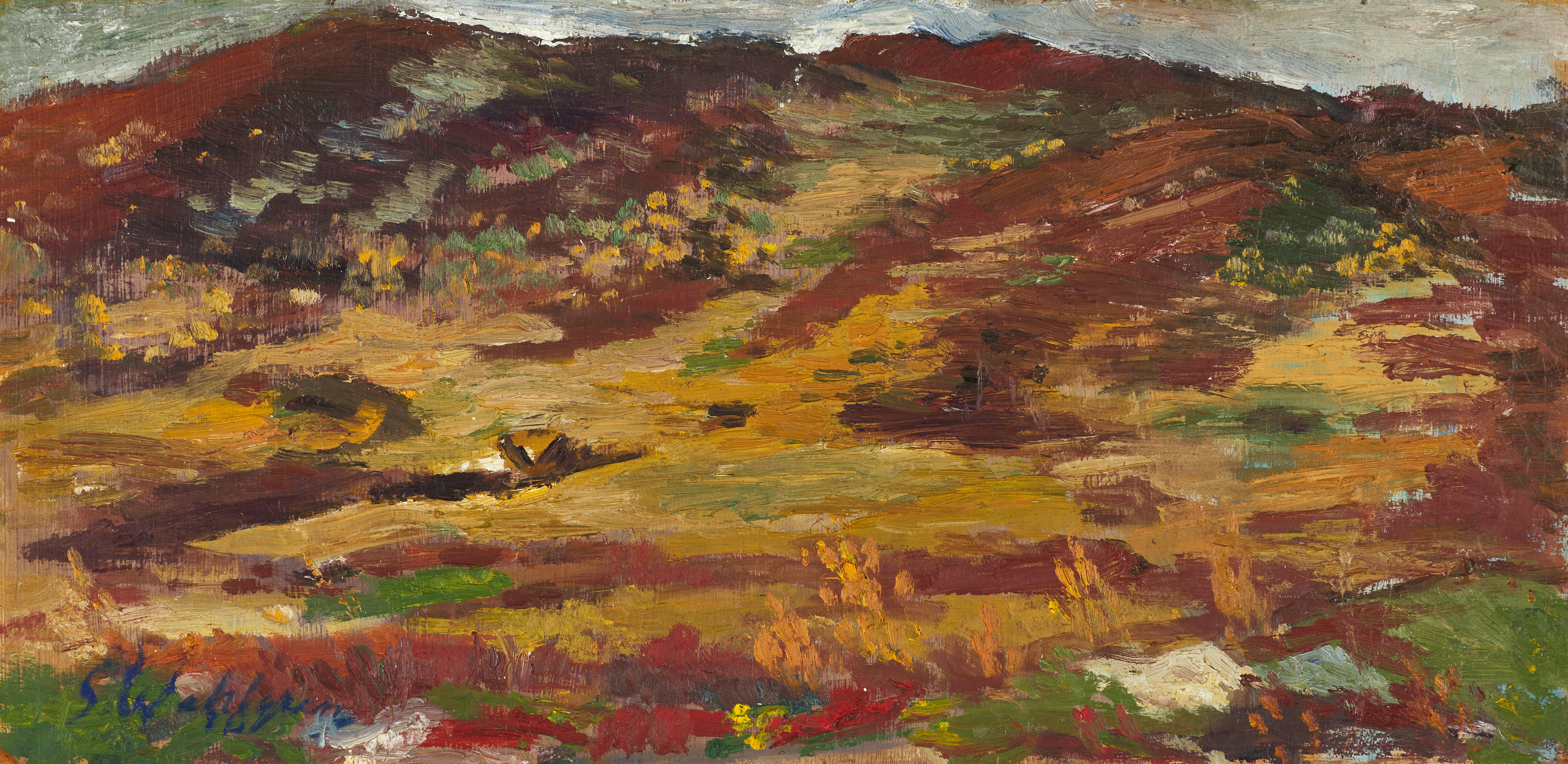 SIXTEN WAHLGREN. Landskap , signerad och daterad -46, olja på pannå.