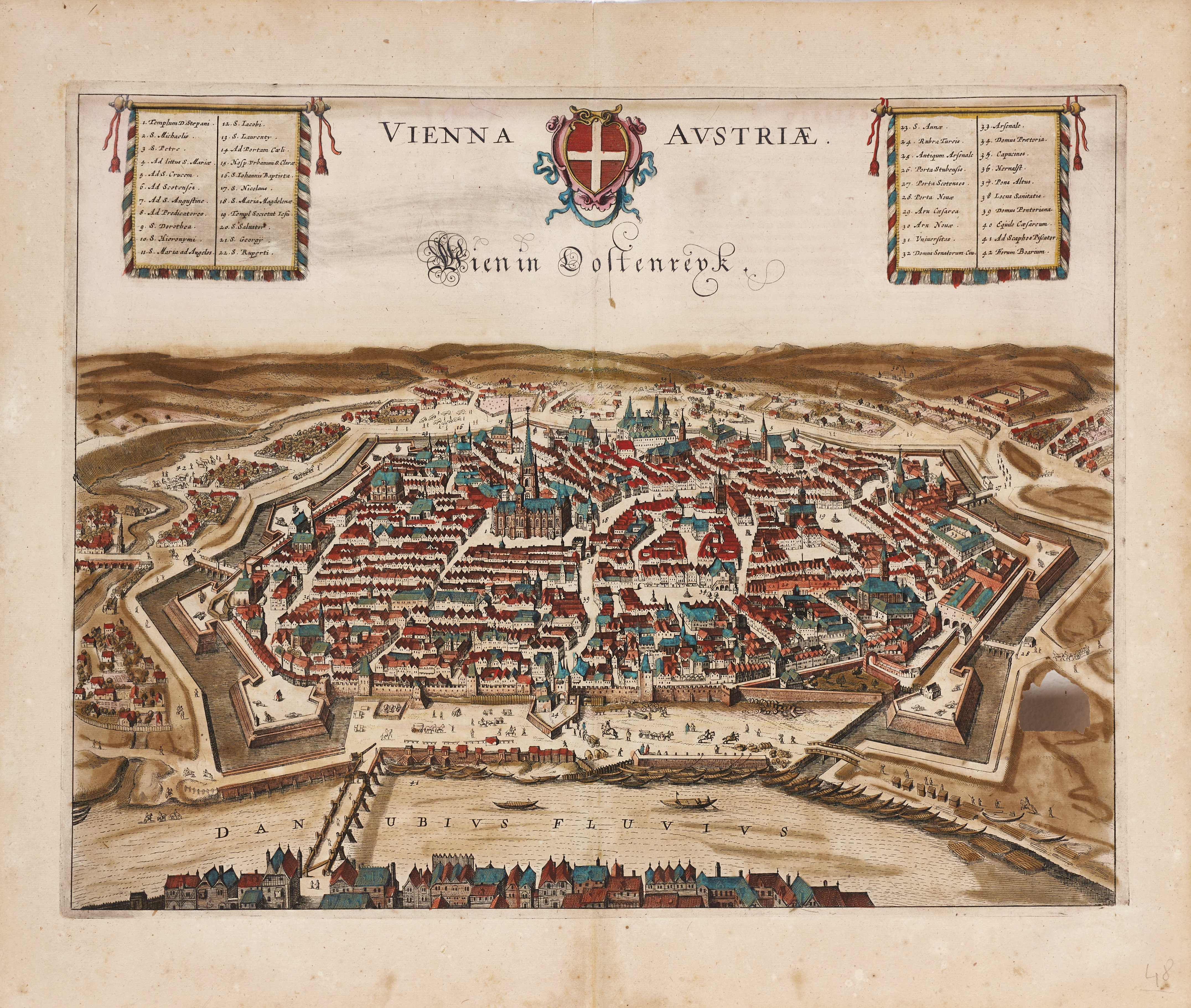 BRAUN/HOGENBERG, "Gandavum" (Gent), 1572. OIDENTIFIERAD, efter Hofnagel, "Vienna Austriæ", 1600-tal.