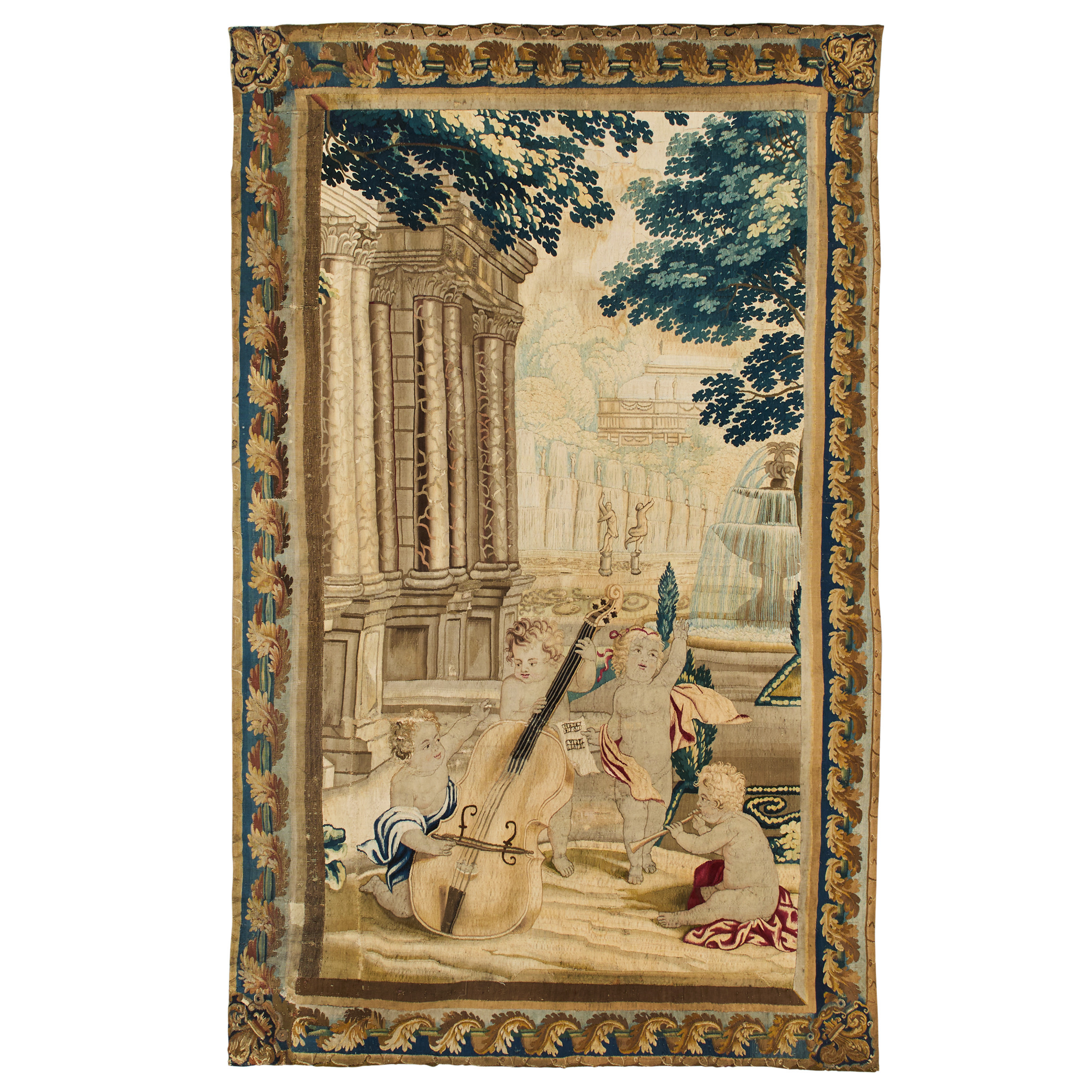 VÄVD TAPET, sannolikt Aubusson, Frankrike, 1700-talets första hälft, ca 267 x 164,5 cm.