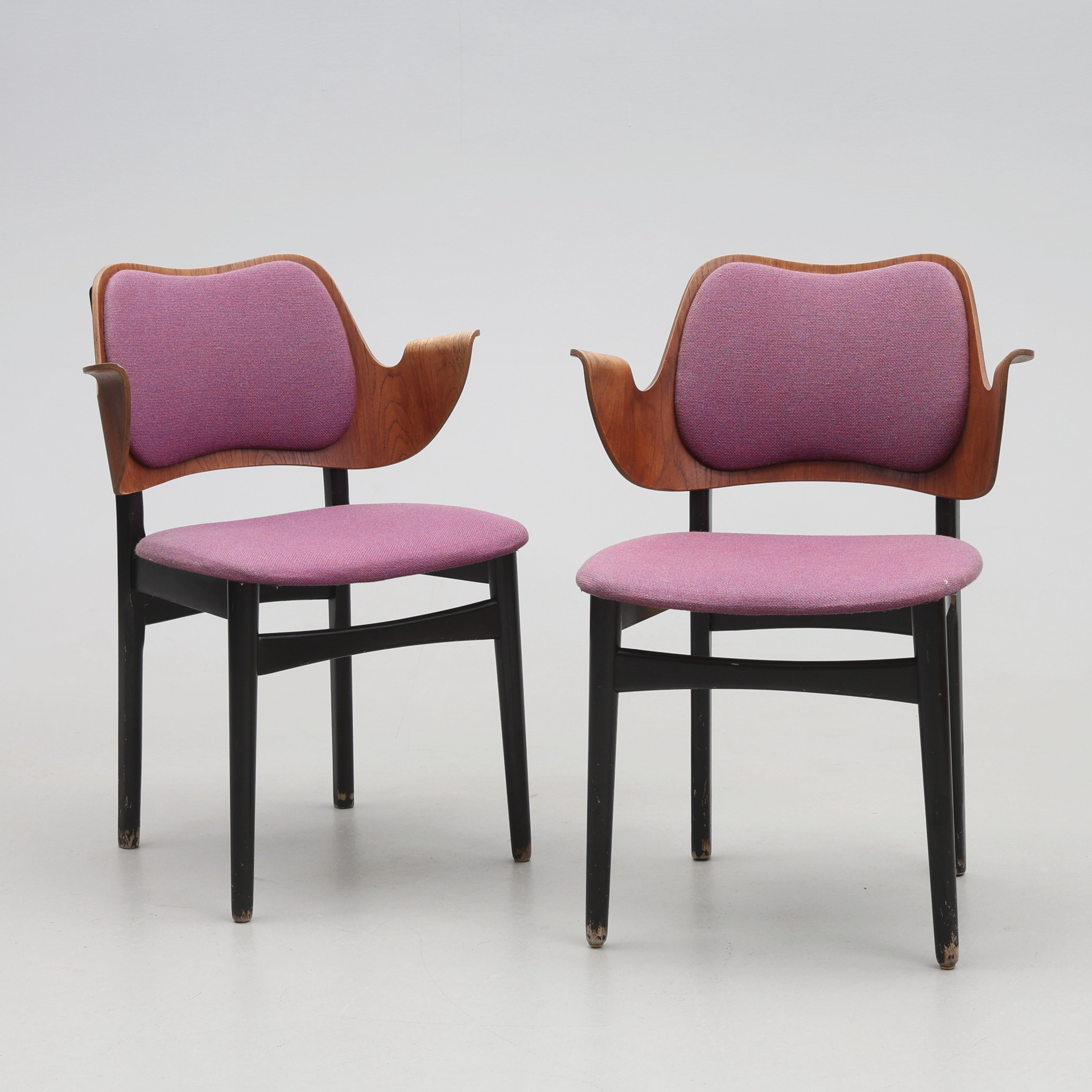 KARMSTOLAR, 2 stycken, teak, ”107”, Hans Olsen, Jorgensen, Bramin Furniture, denmark.