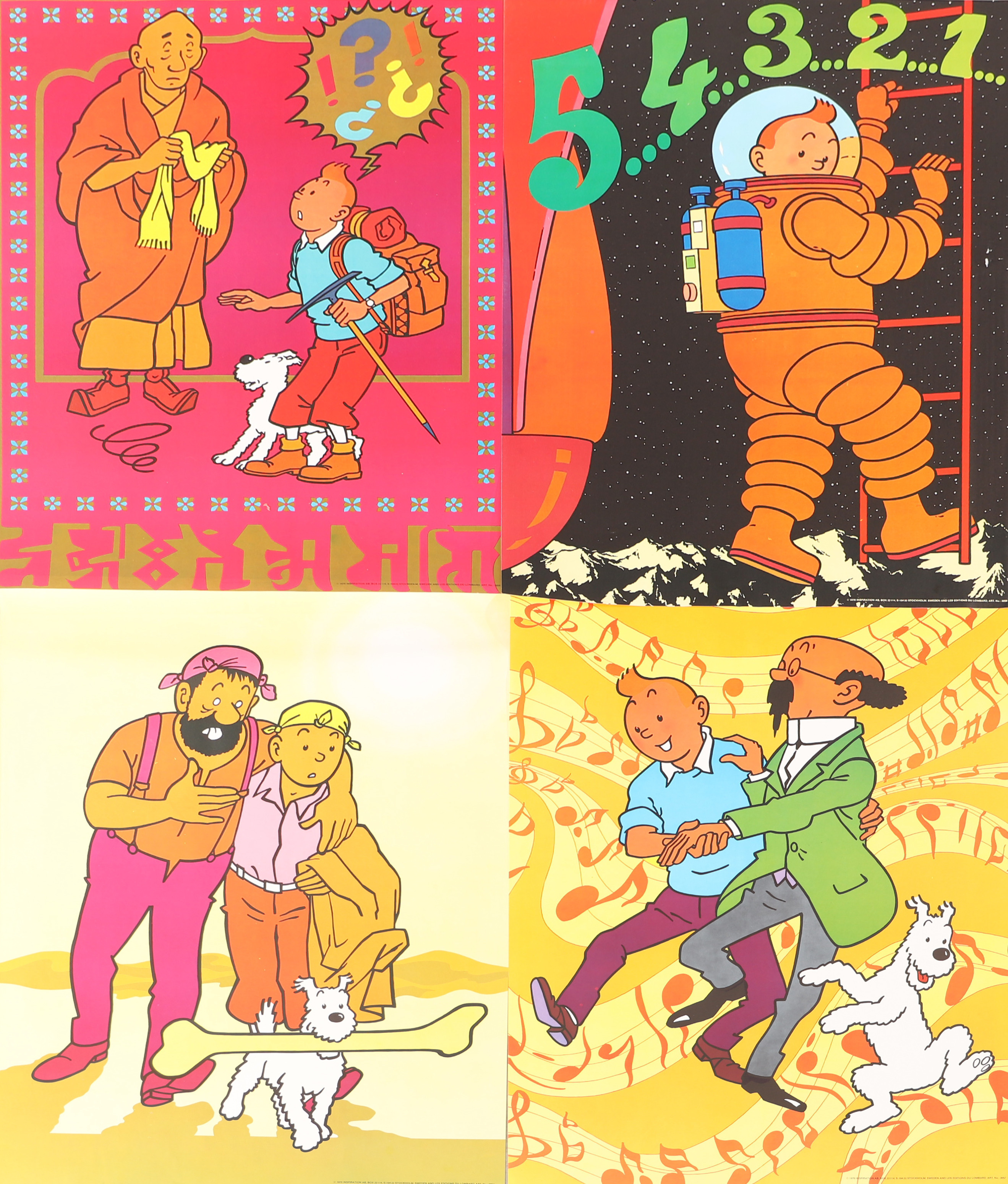 AFFISCHER, 4 stycken, Tintin, Inspiration AB, Stockholm, 1970.