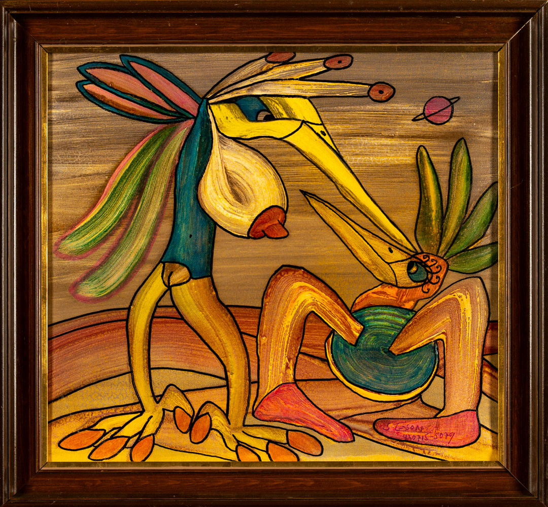 SVEN GÖRAN SVENSSON. Olja på duk ,Motivfigurer, Signerad.