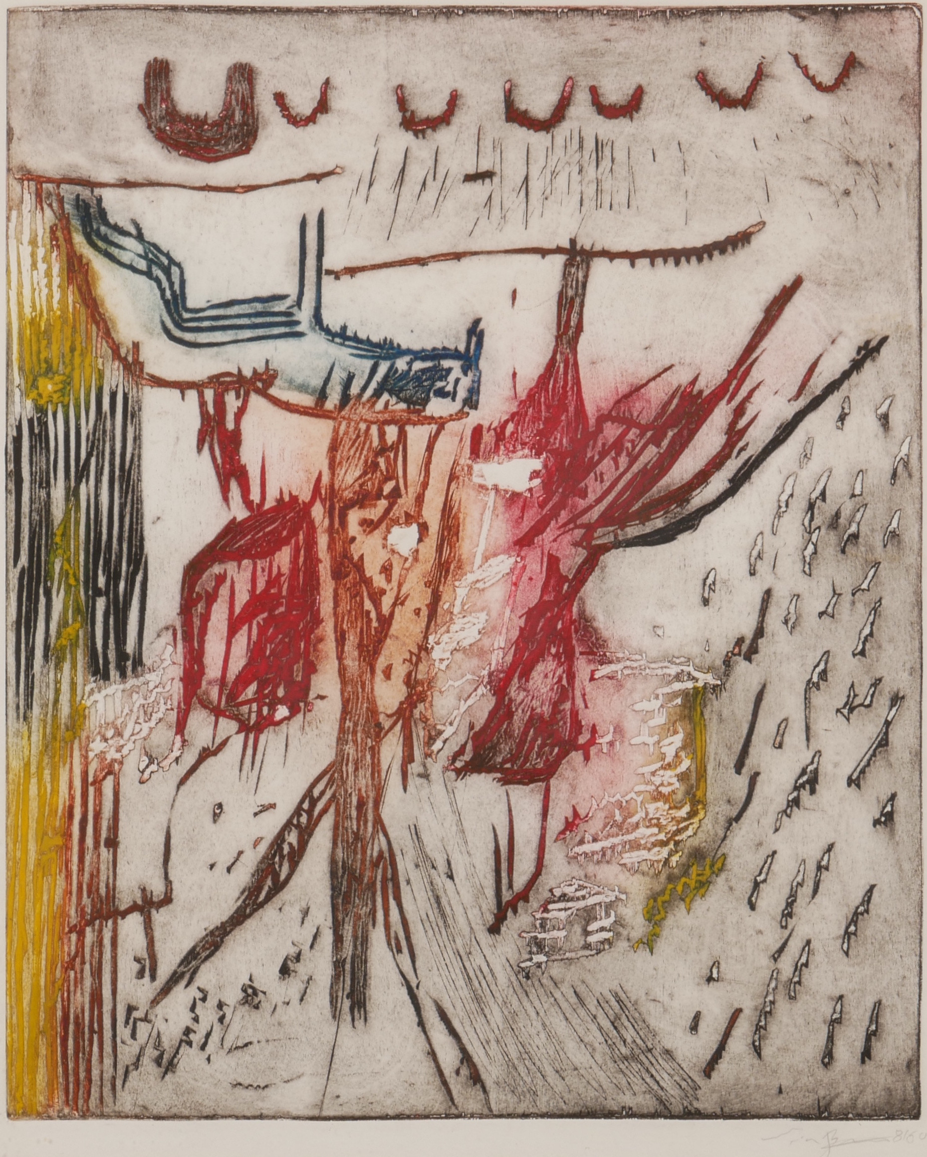 ULF TROTZIG. Komposition, färglitografi, signerad.