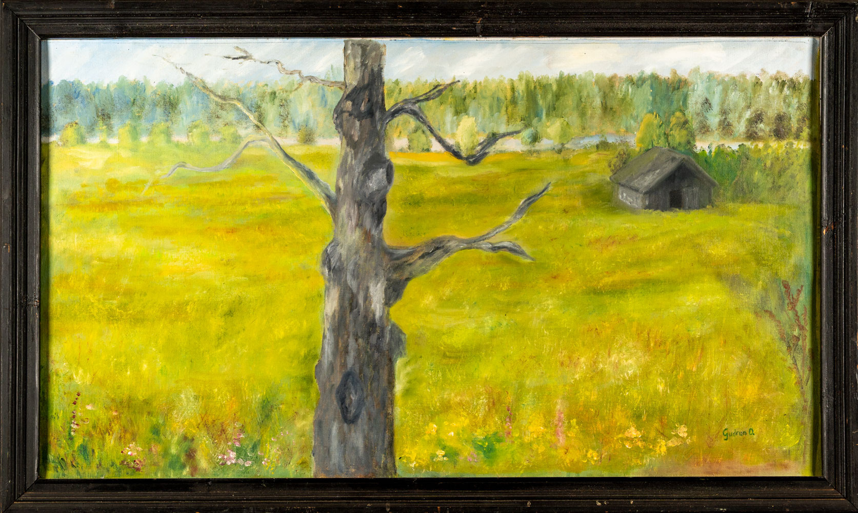 GUDRUN OLOFSSON. Olja på duk "Nedre bäck" Signerad 1900-tal.