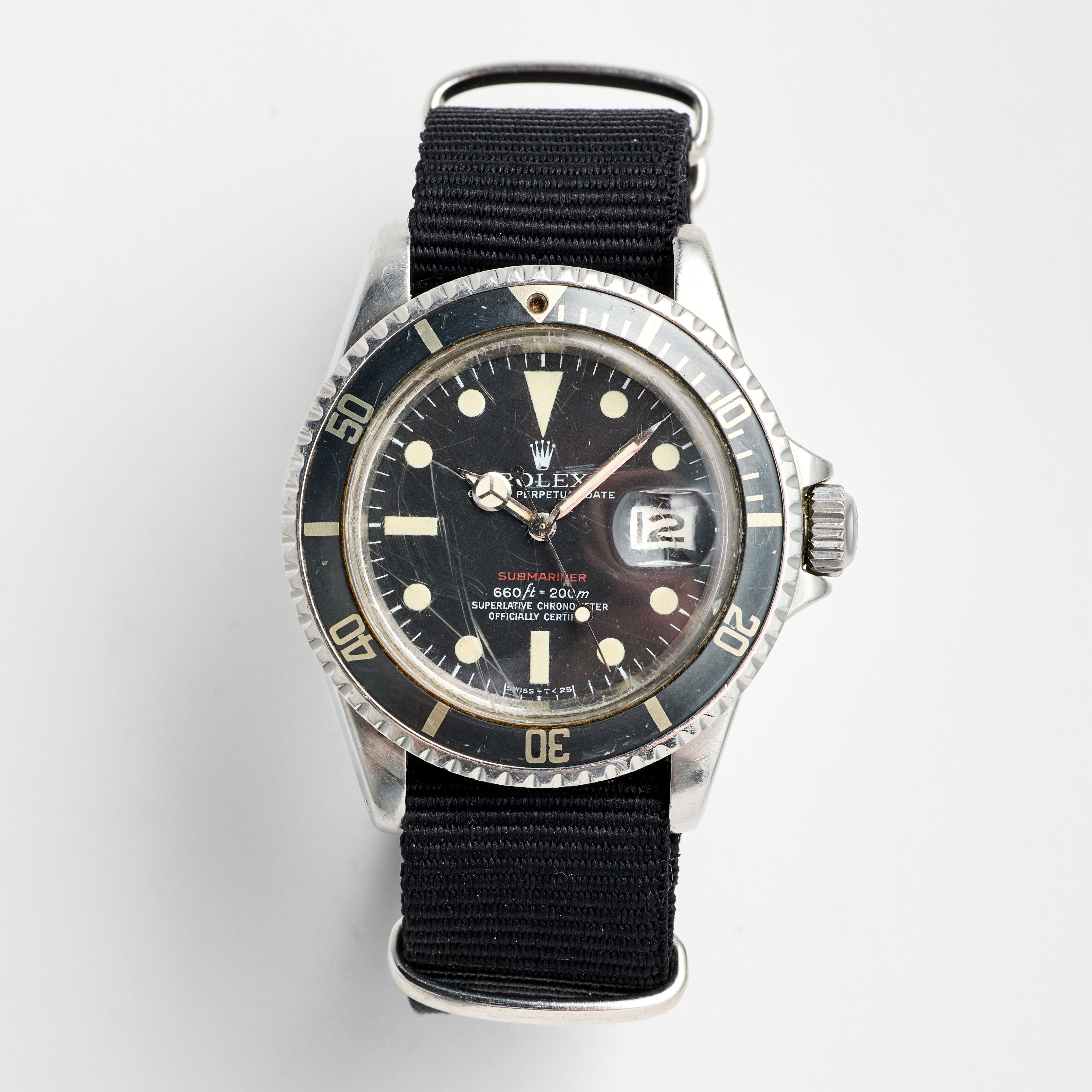 ROLEX, Oyster Perpetual Date, Submariner (660ft=200m, Swiss-T<25), Chronometer, armbandsur, 40 mm, stål, ca 1972.