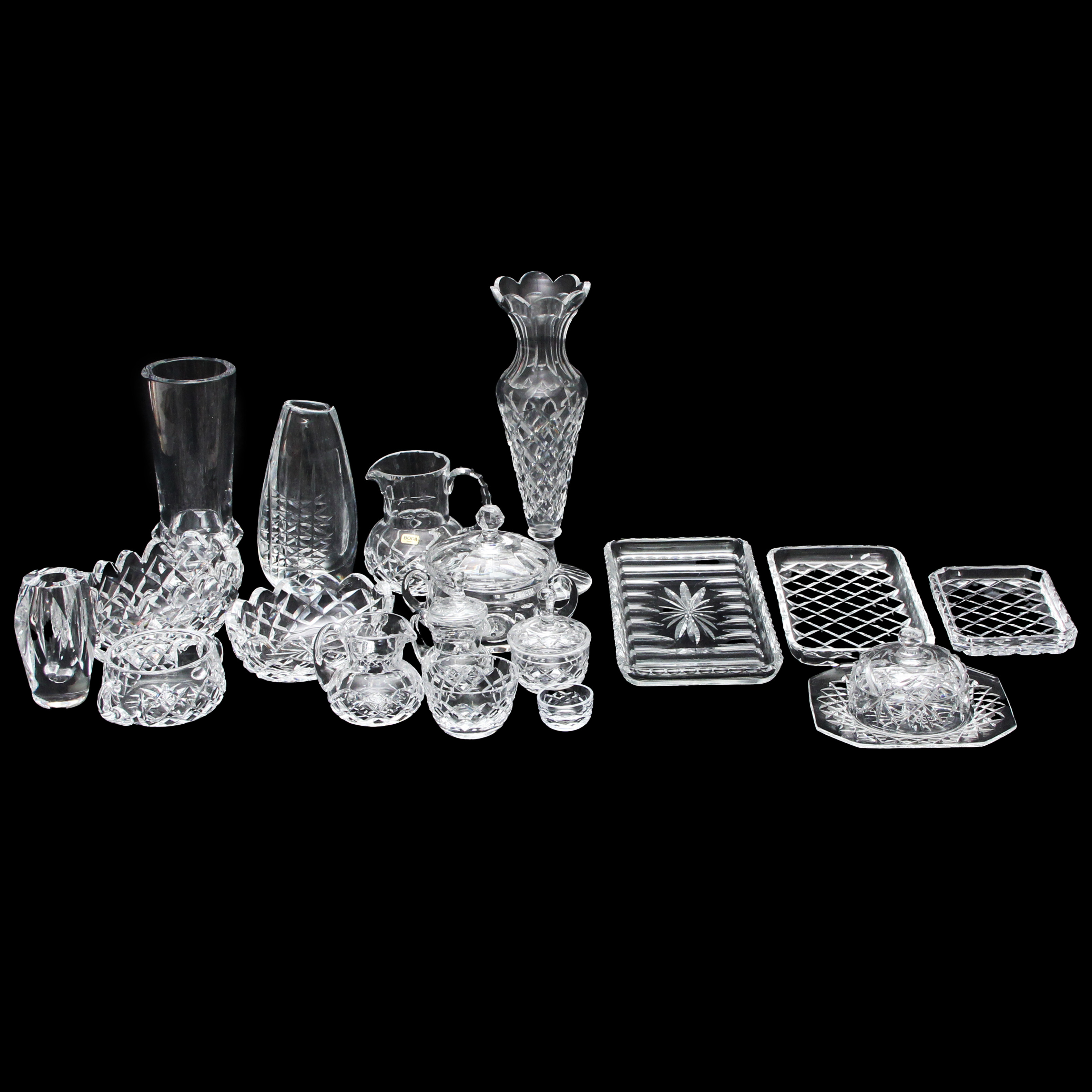 GLASFÖREMÅL, 20 st, slipad dekor.