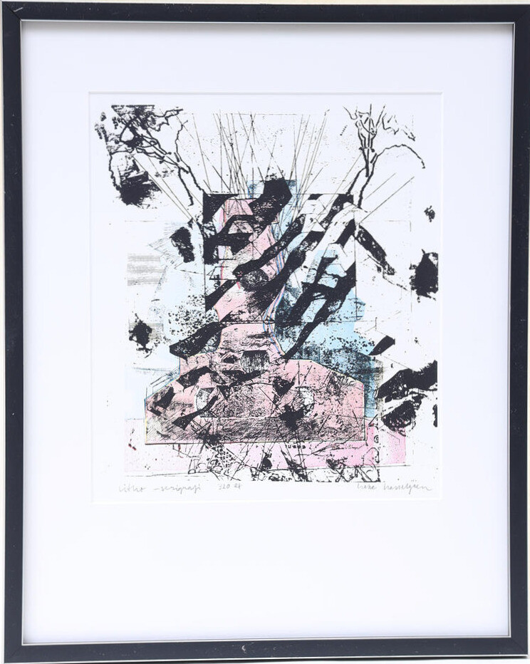 HASSE HASSELGREN. Komposition, seriegrafi signerad och numrerad.
