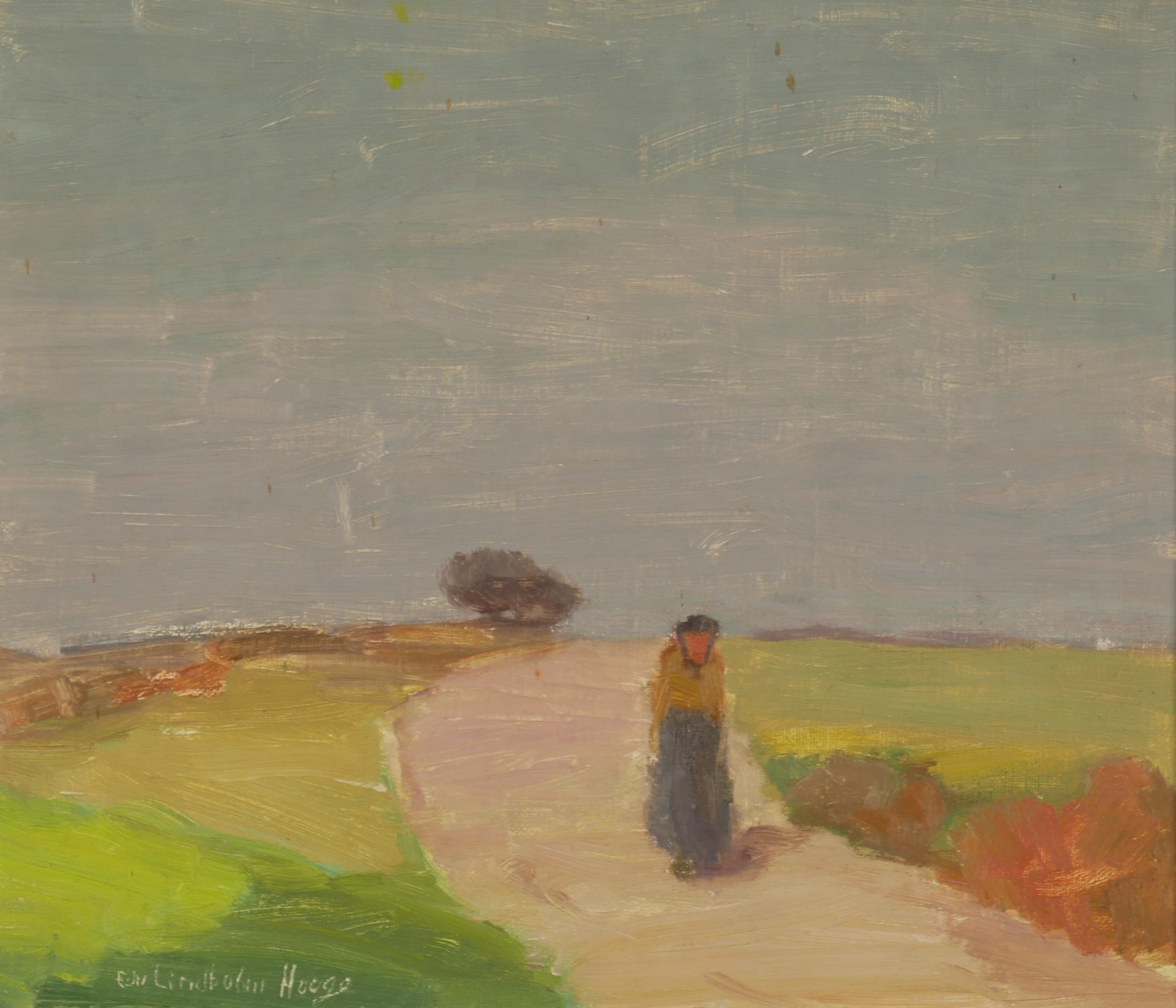 EDVIN LINDHOLM-HOUGE. "Motiv från Öland", olja på pannå, signerad Edv. Lindholm-Houge.