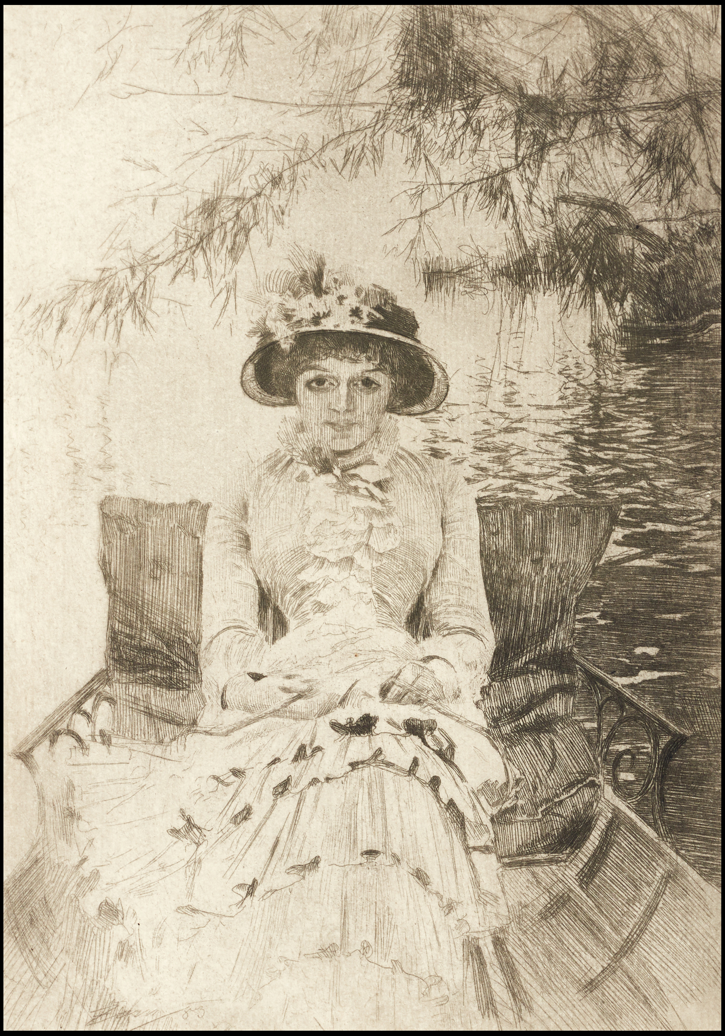 ANDERS ZORN. (Sverige, 1860-1920). "På Themsen". 1883, IV état av IV, etsning, utgiven i 275 exemplar av Föreningen för Grafisk Konst (årspublikationen 1883).