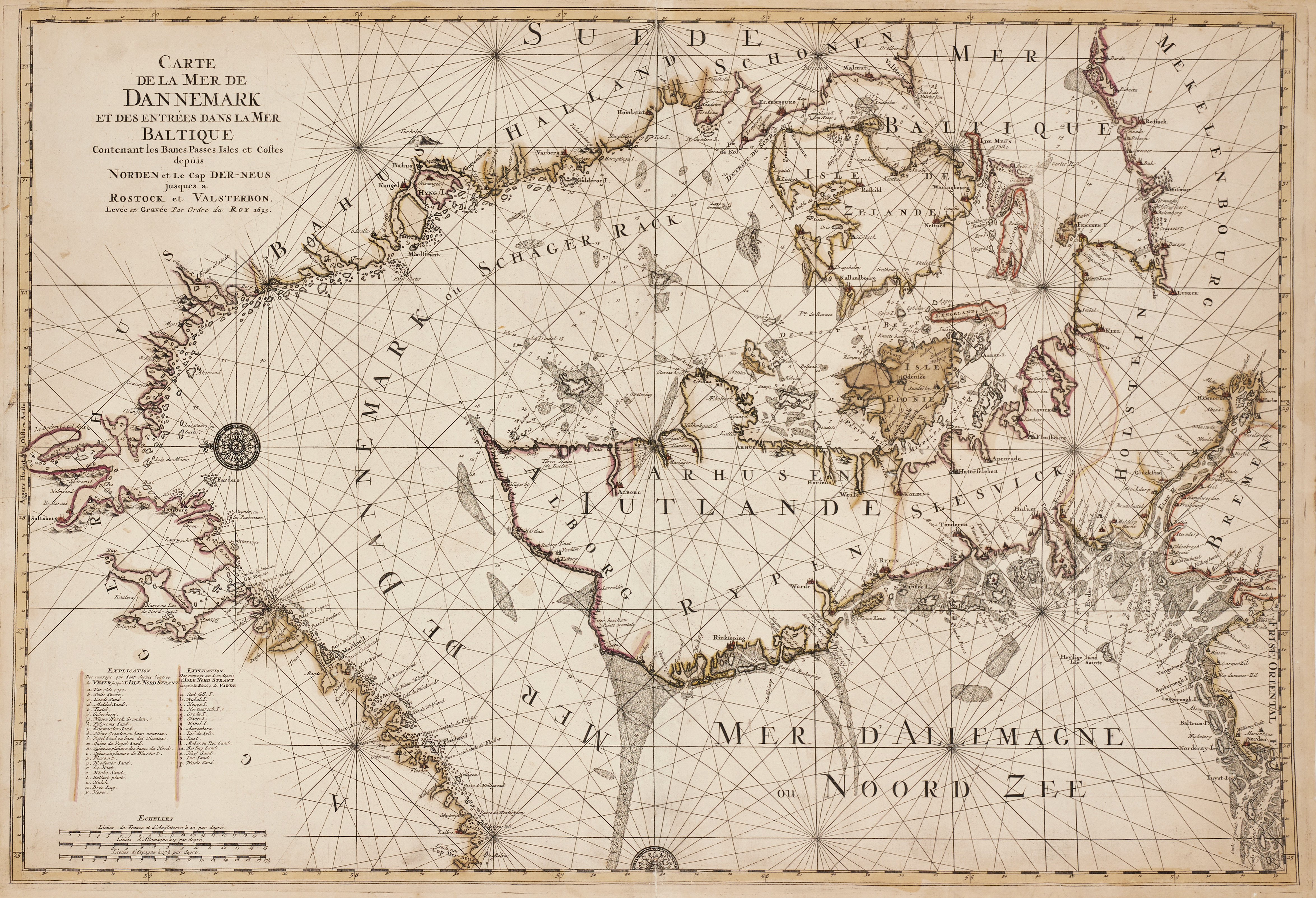 JAILLOT, Carte de la Mer de Dannemark et des Entrées dans la Mer Baltique, 1693.