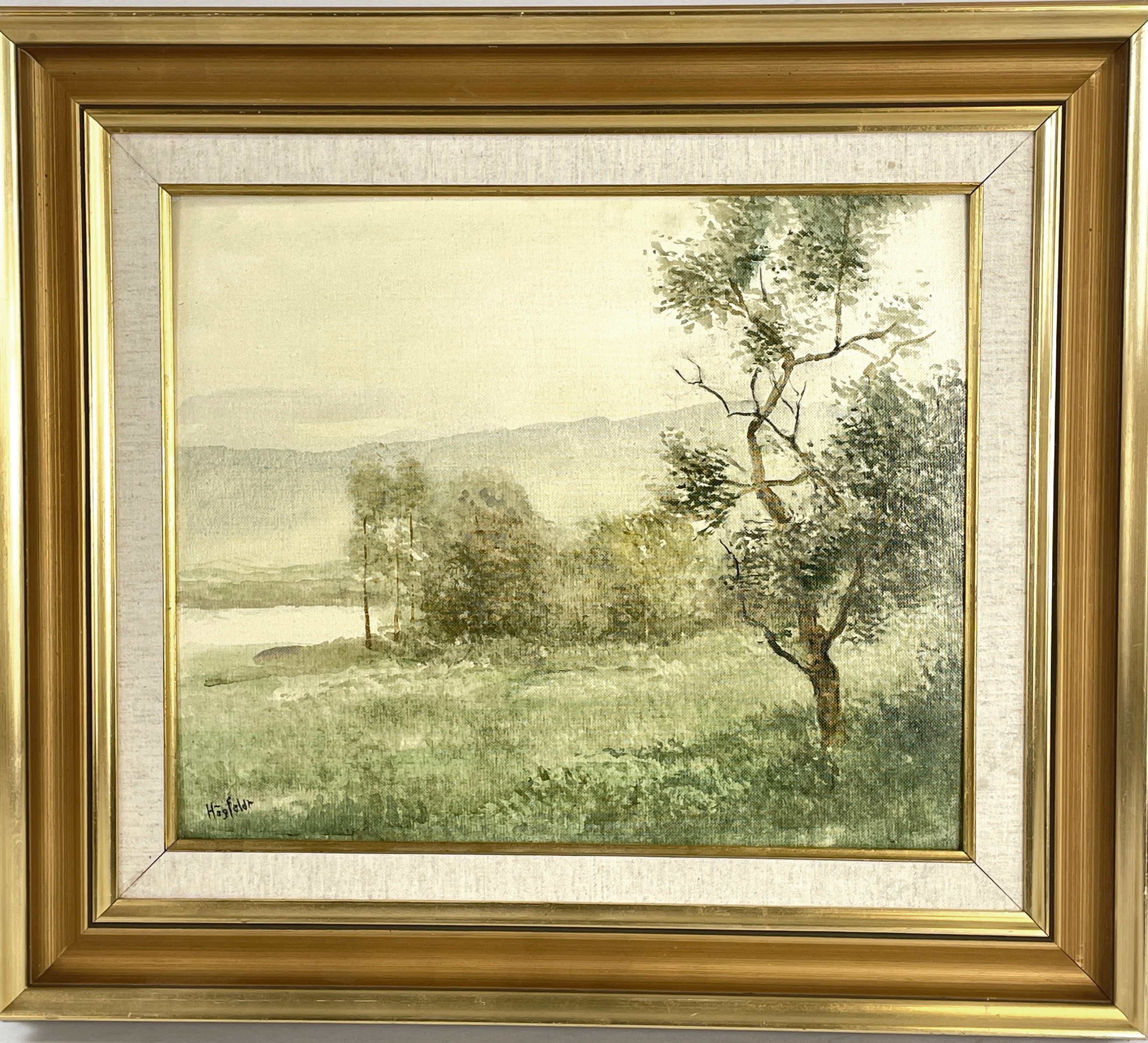 ROBERT HÖGFELDT. Akvarell på dukpannå, Sluttning mot vatten, signerad Högfeldt.