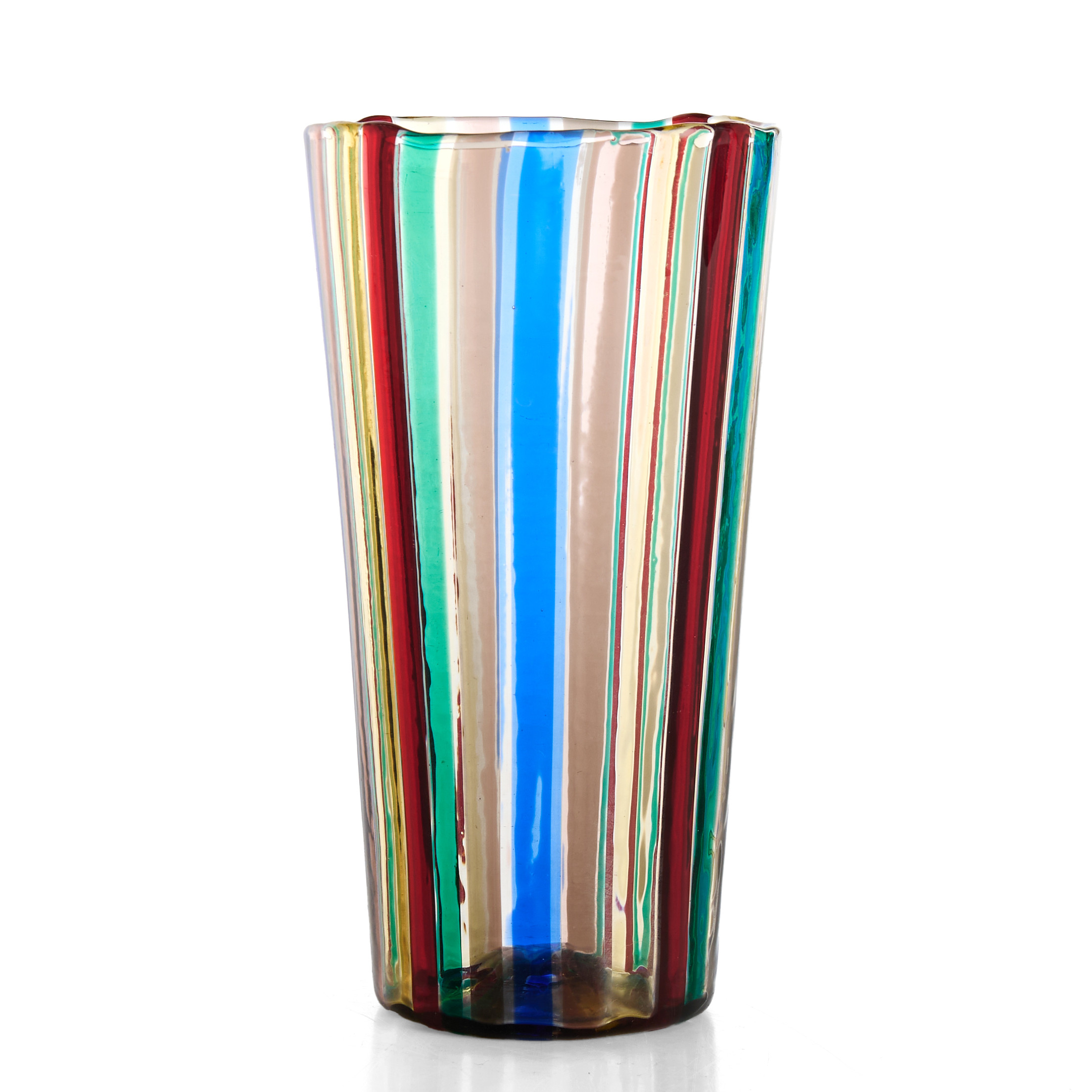 GIO PONTI, vas, Venini Murano, polykrom randdekor, 1950-tal.