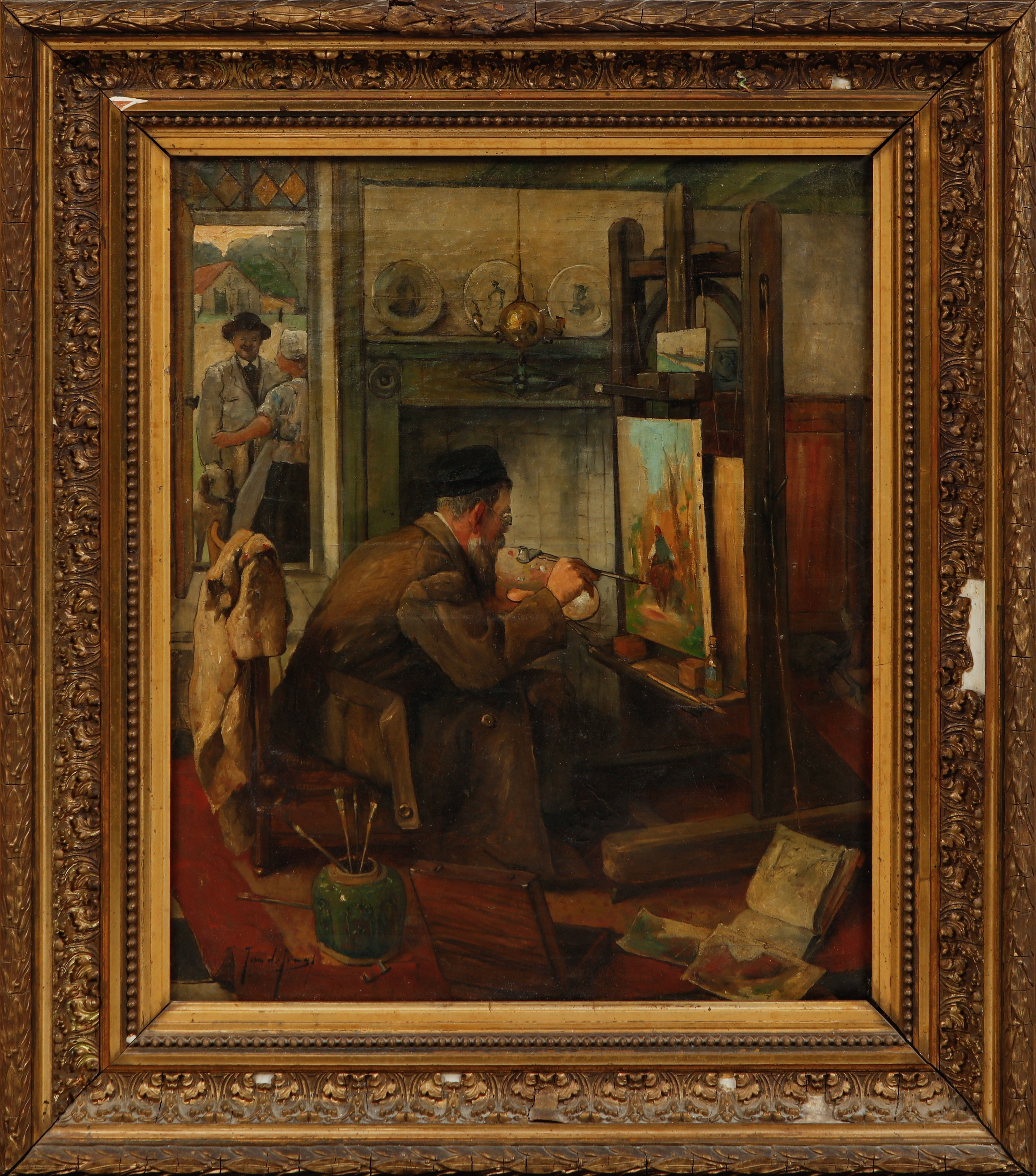 JAN DE JONG. "De Landschaft Schilder", olja på duk, signerad.