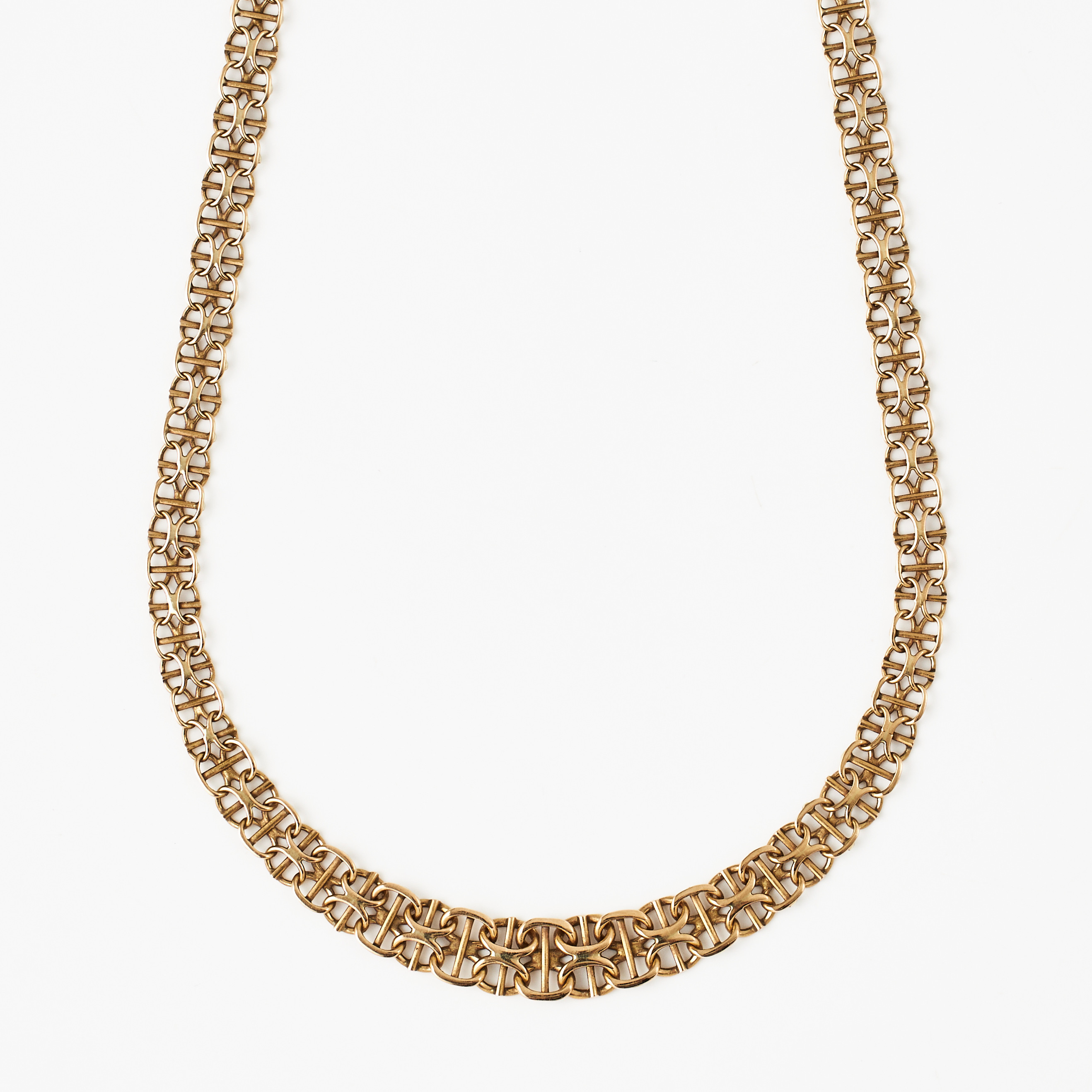 COLLIER, 18 k guld, doserad x-länk med stav, Jo-Ans Guld AB, Köping 1972.