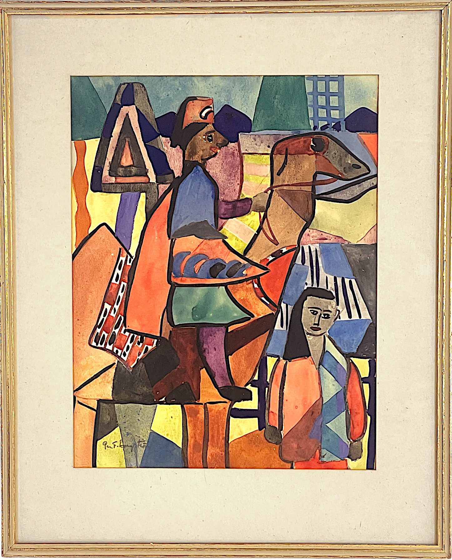 PER F ENGSTRÖM, akvarell, Figur på dromedar, signerad.