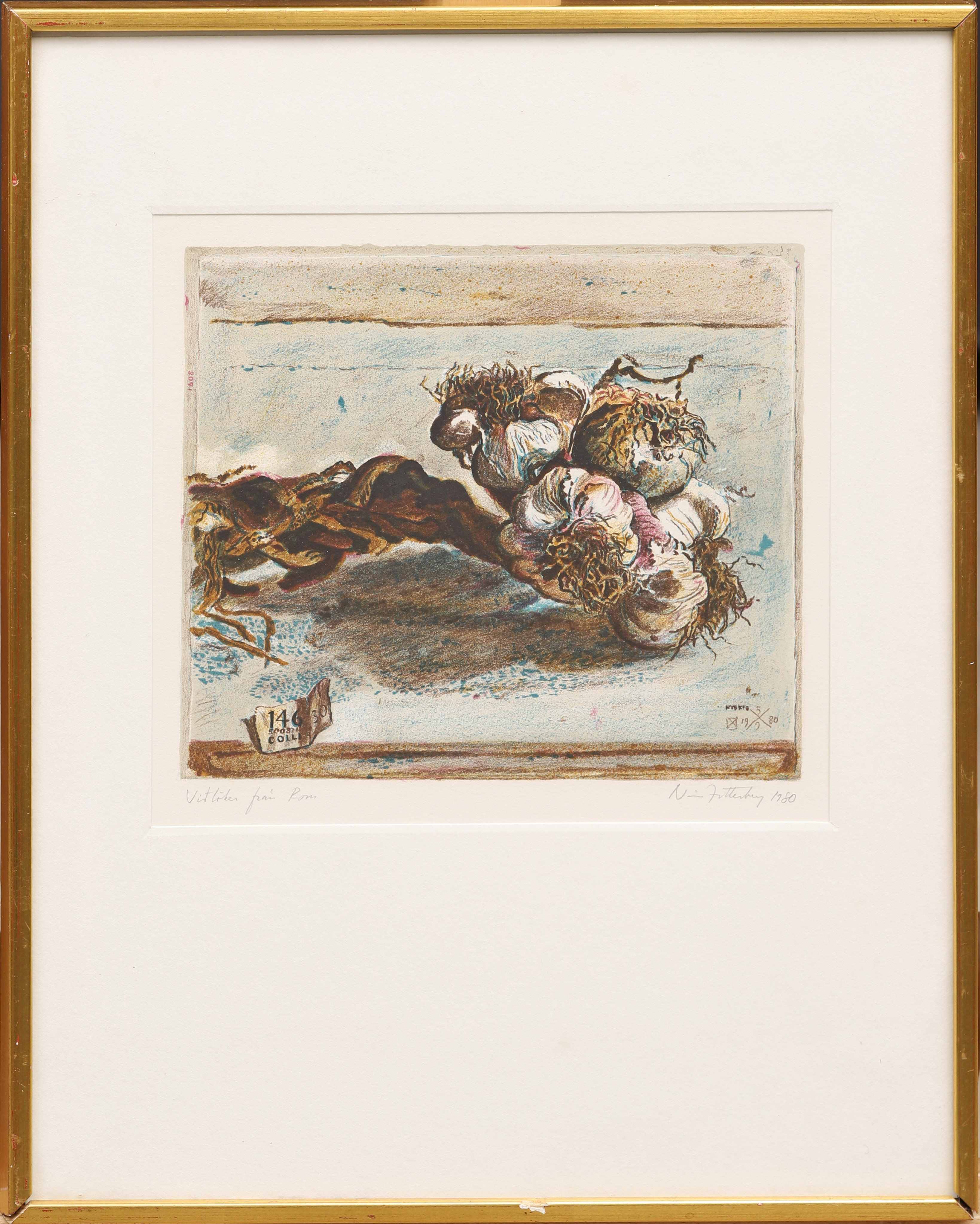 NILS ZETTERBERG. "Vitlöken från Rom", färglitografi, signerad och daterad 1980.