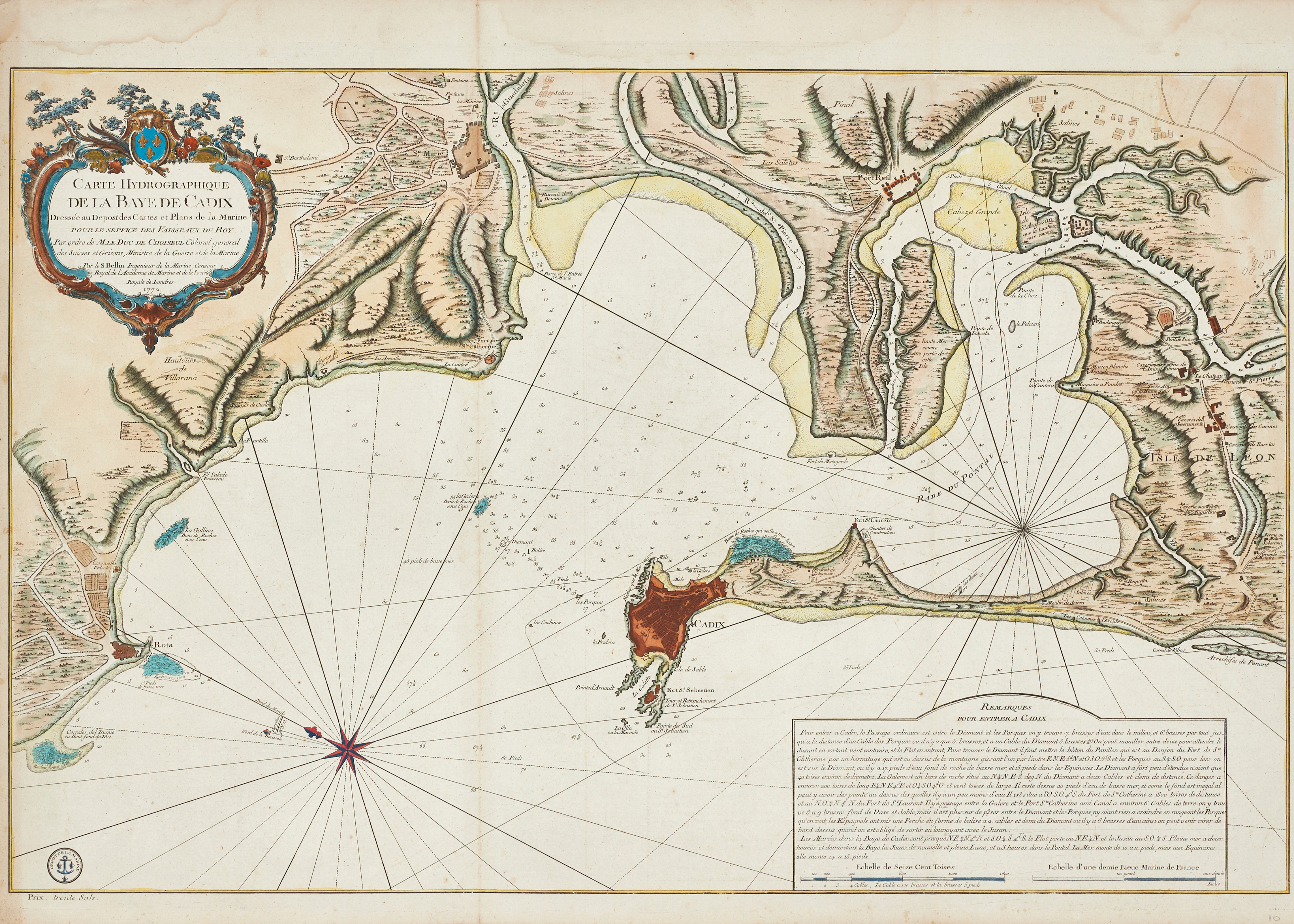BELLIN, Carte Hydrographique de la Baye de Cadix, 1772.