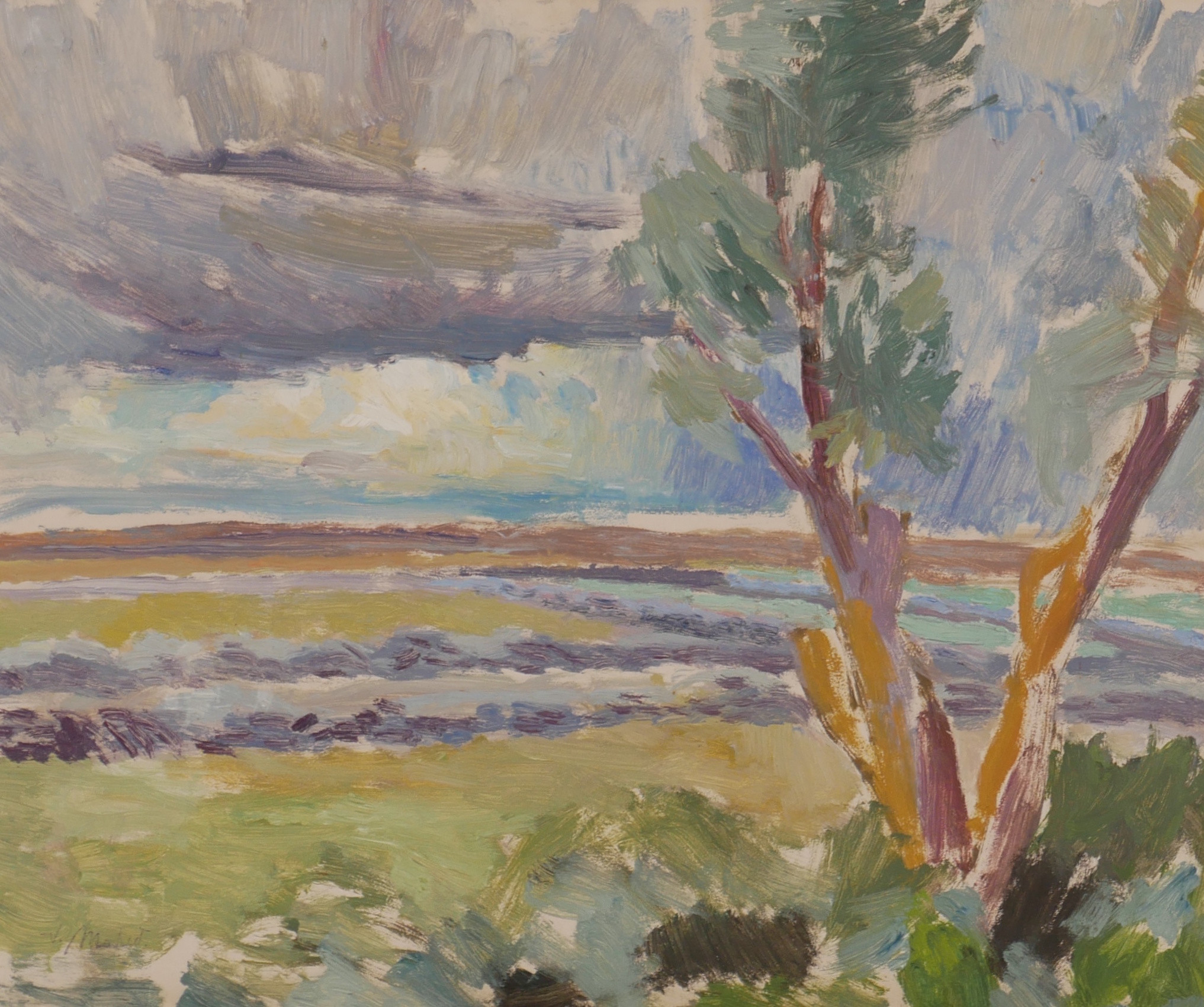 VALDEMAR MOHED. Landskap Öland, olja på pannå, signerad V. Mohed.