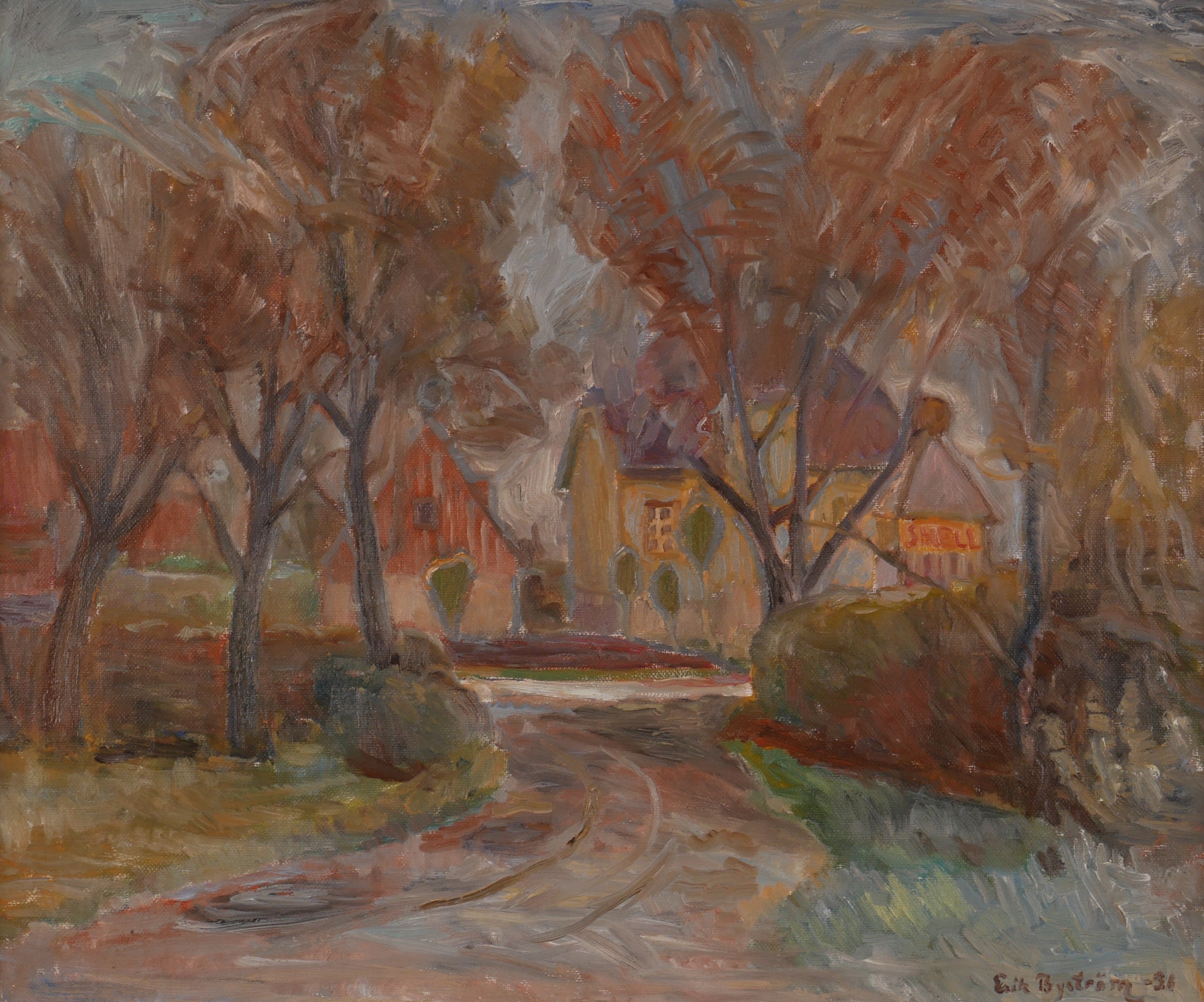 ERIK BYSTRÖM. "Gamla smedjan Öland", olja på duk, signerad och daterad.