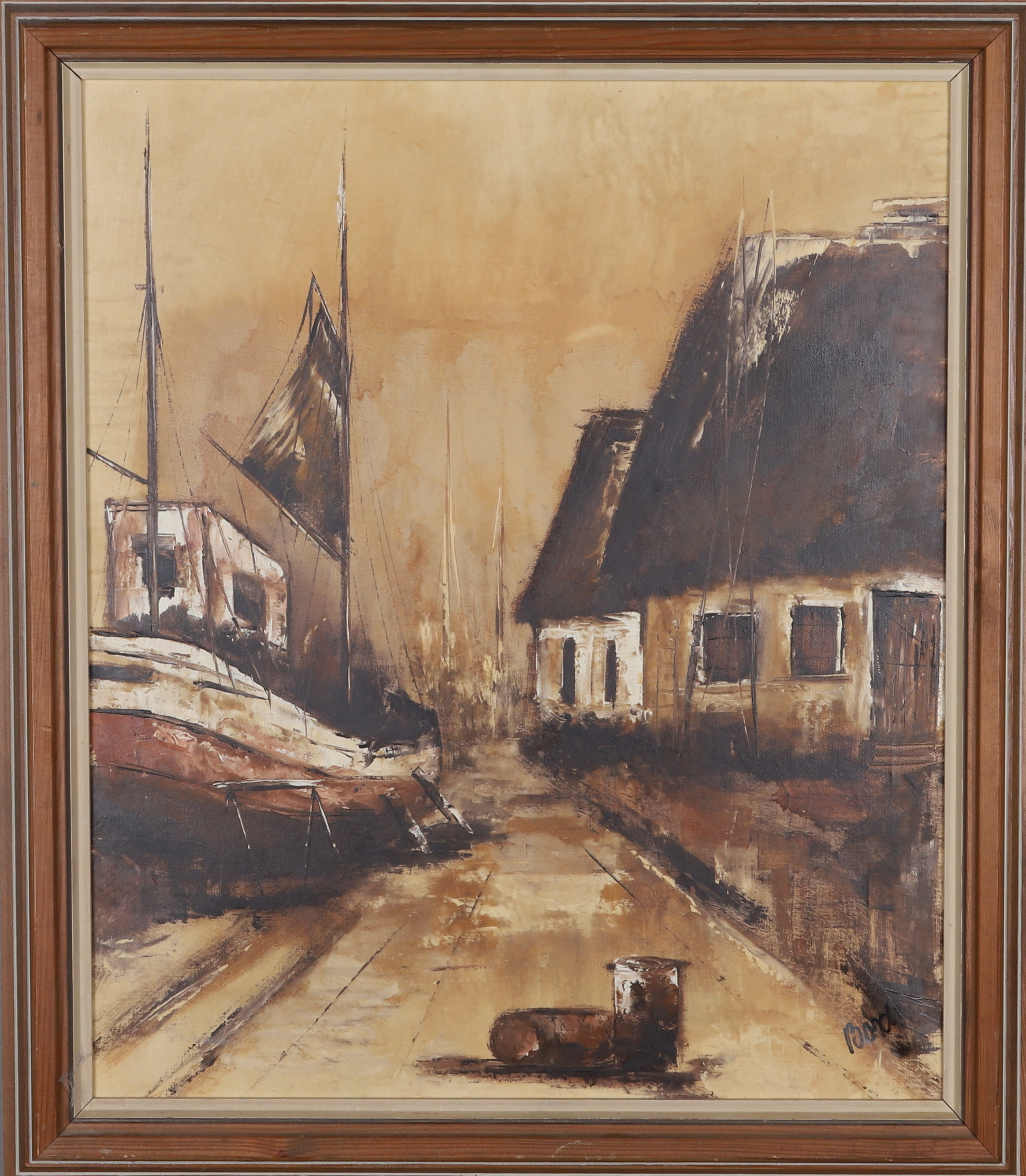 NIELS BORCH. Olja på duk, gatumotiv, signerad.