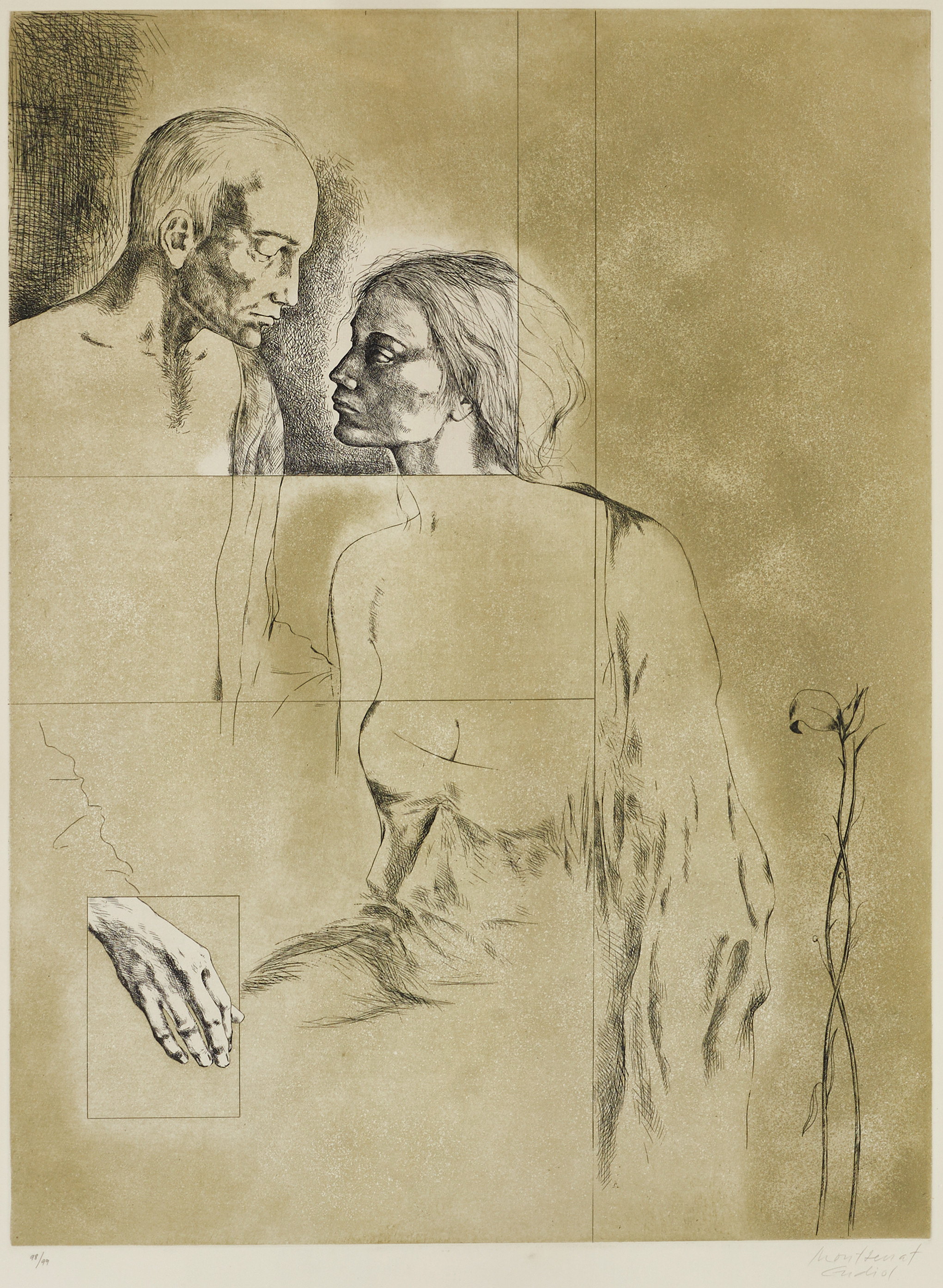 MONTSERRAT GUDIOL I COROMINAS (Spanien, 1933-2015). "Memoria", signerad Montserrat Gudiol, numrerad 98/99, etsning.