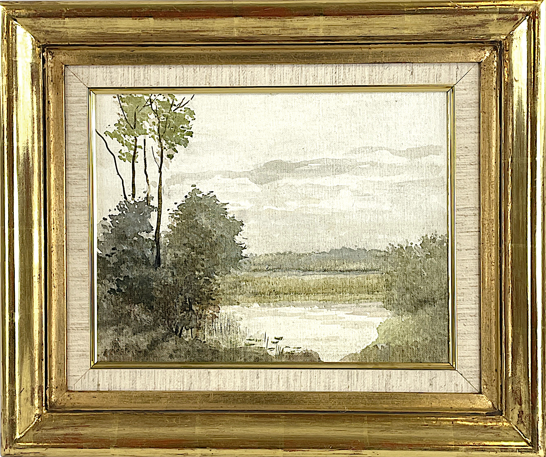 ROBERT HÖGFELDT. Akvarell på dukpannå, Träd vid vattnet, signerad Högfeldt.