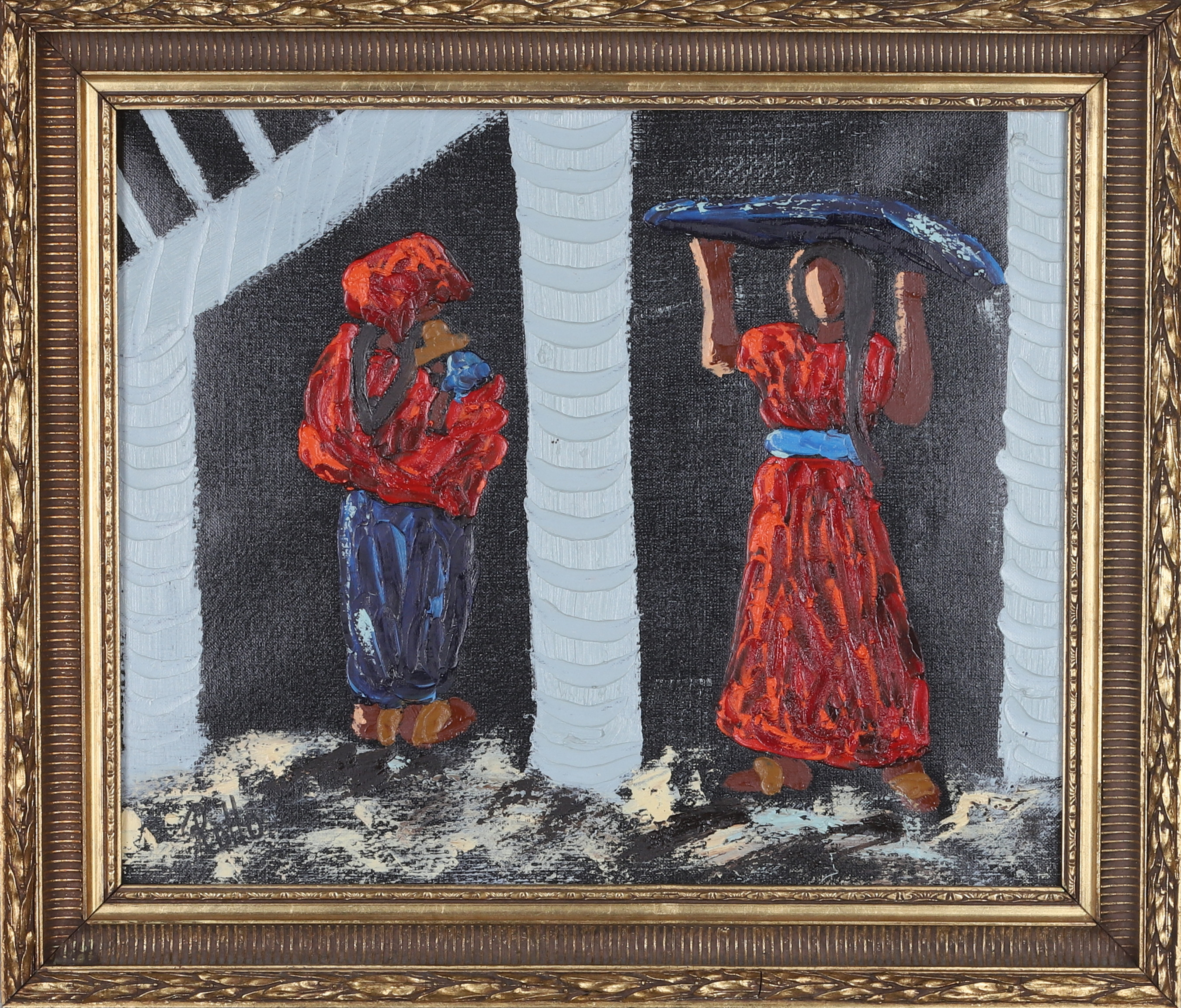 OIDENTIFIERAD KONSTNÄR, Olja på duk, figuralt motiv, signerad Rollo.