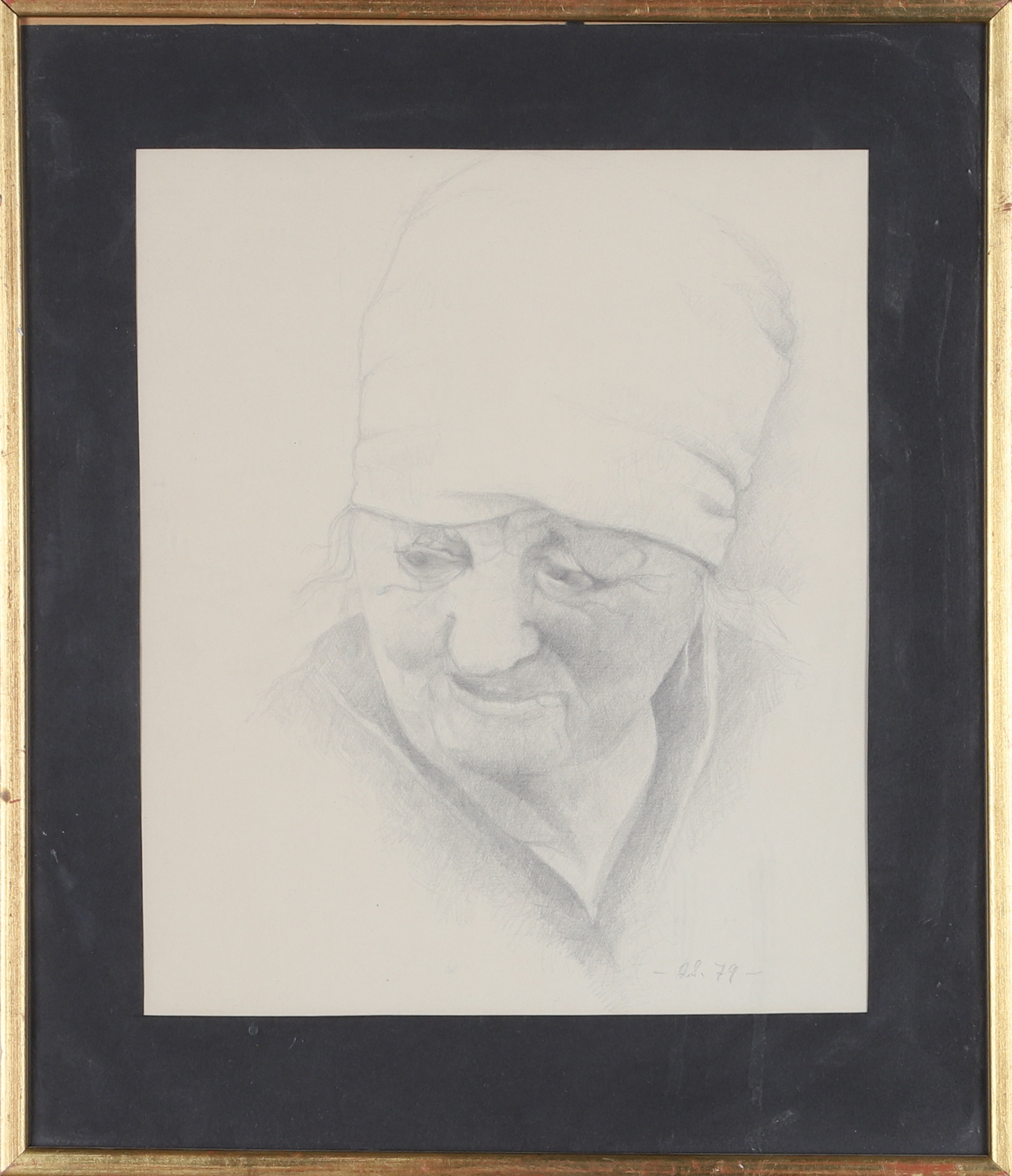 ANDERS STÅHL. Teckning, "Gumman", porträtt, signerad och daterad -79.