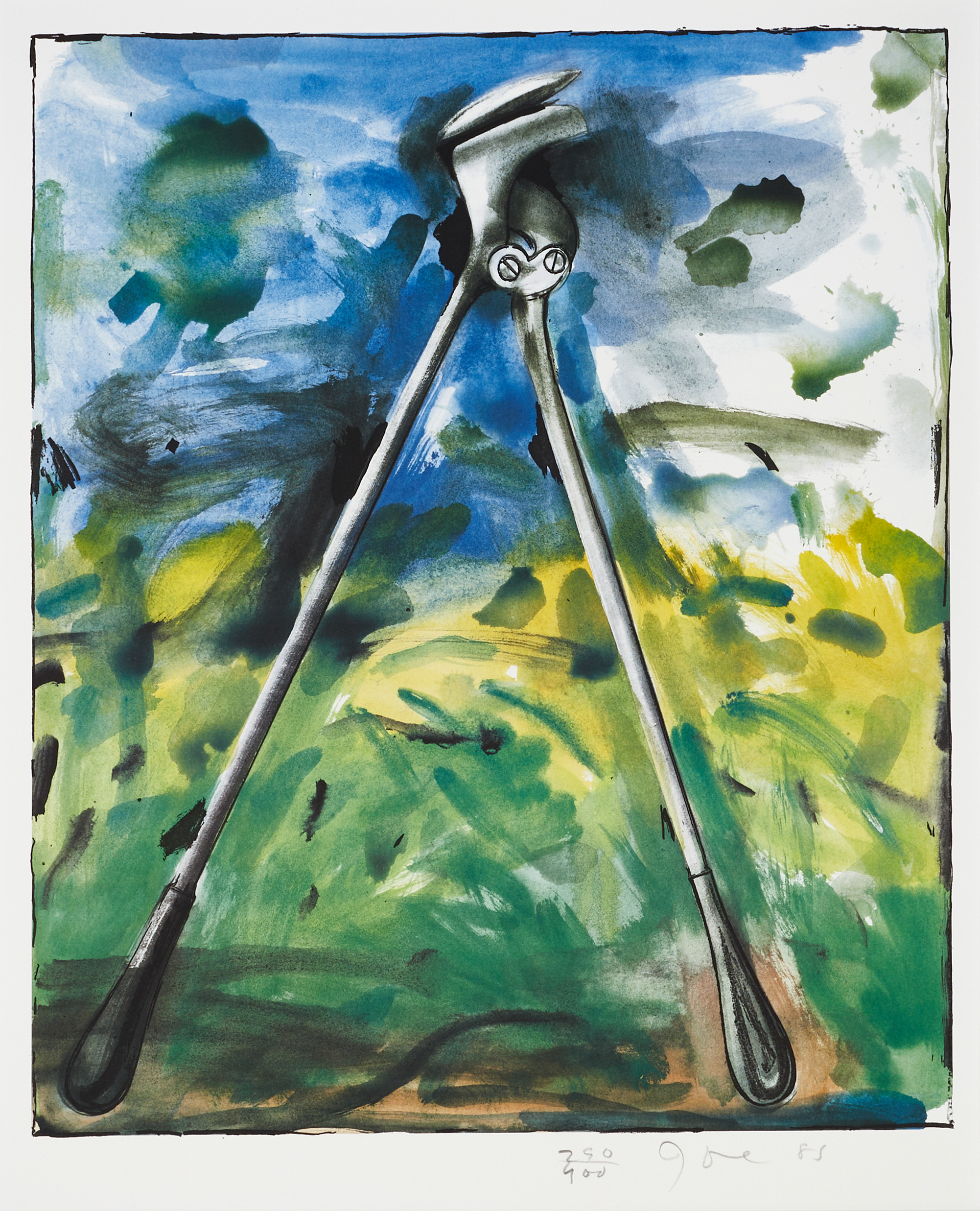 JIM DINE (USA, född 1935). "The Astra Tool", ur sviten "The Astra set", signerad, daterad och numrerad Jim Dine 1985, 290/400, färglitografi.