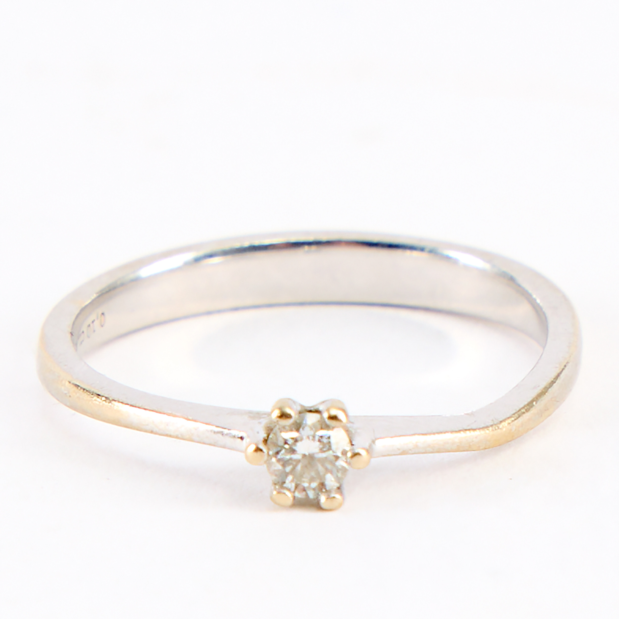 ENSTENSRING, guld 14K med diamant 0,1 ct.