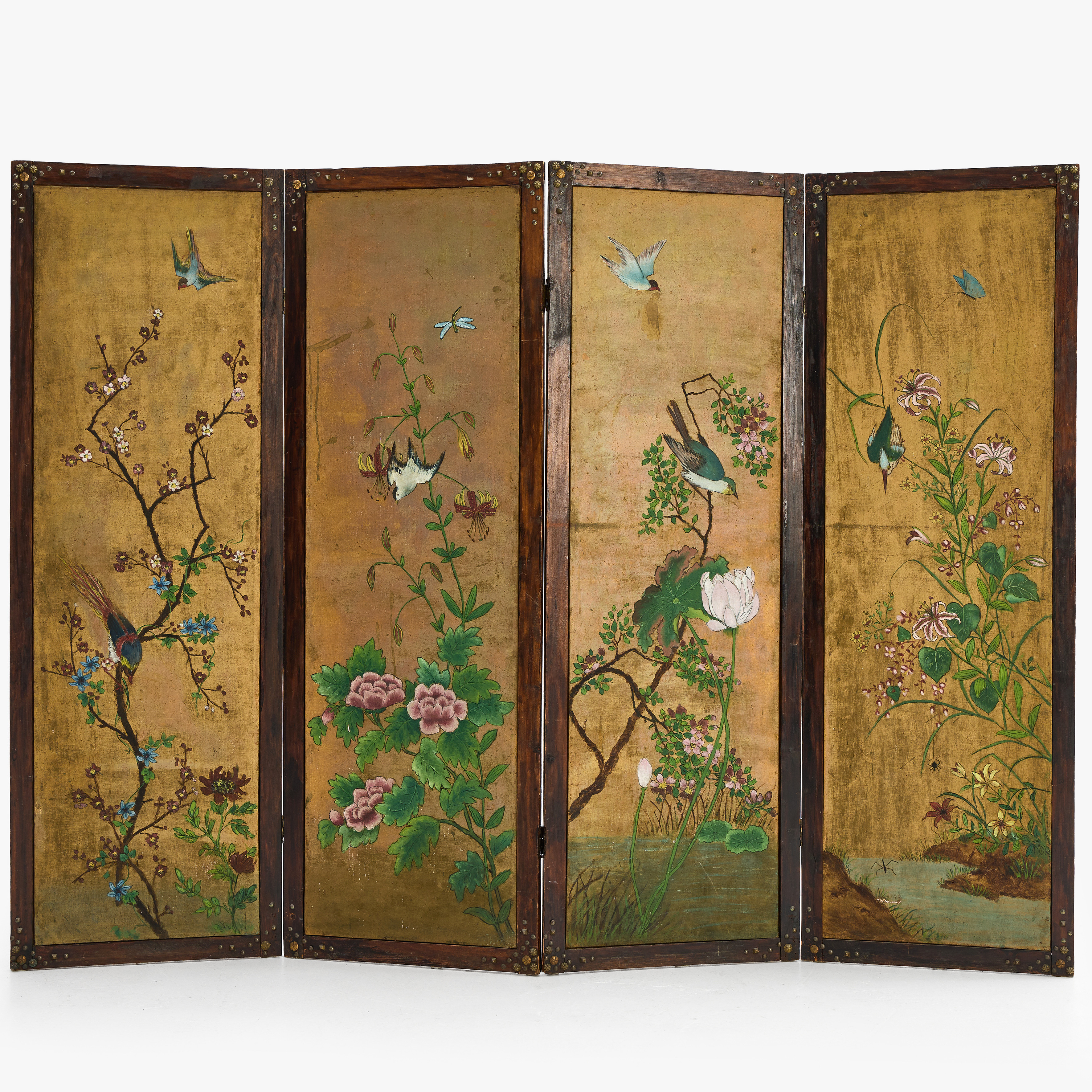 VIKSKÄRM, japaniserande dekor, europeisk tillverkning, 1900-talets första del/första hälft.